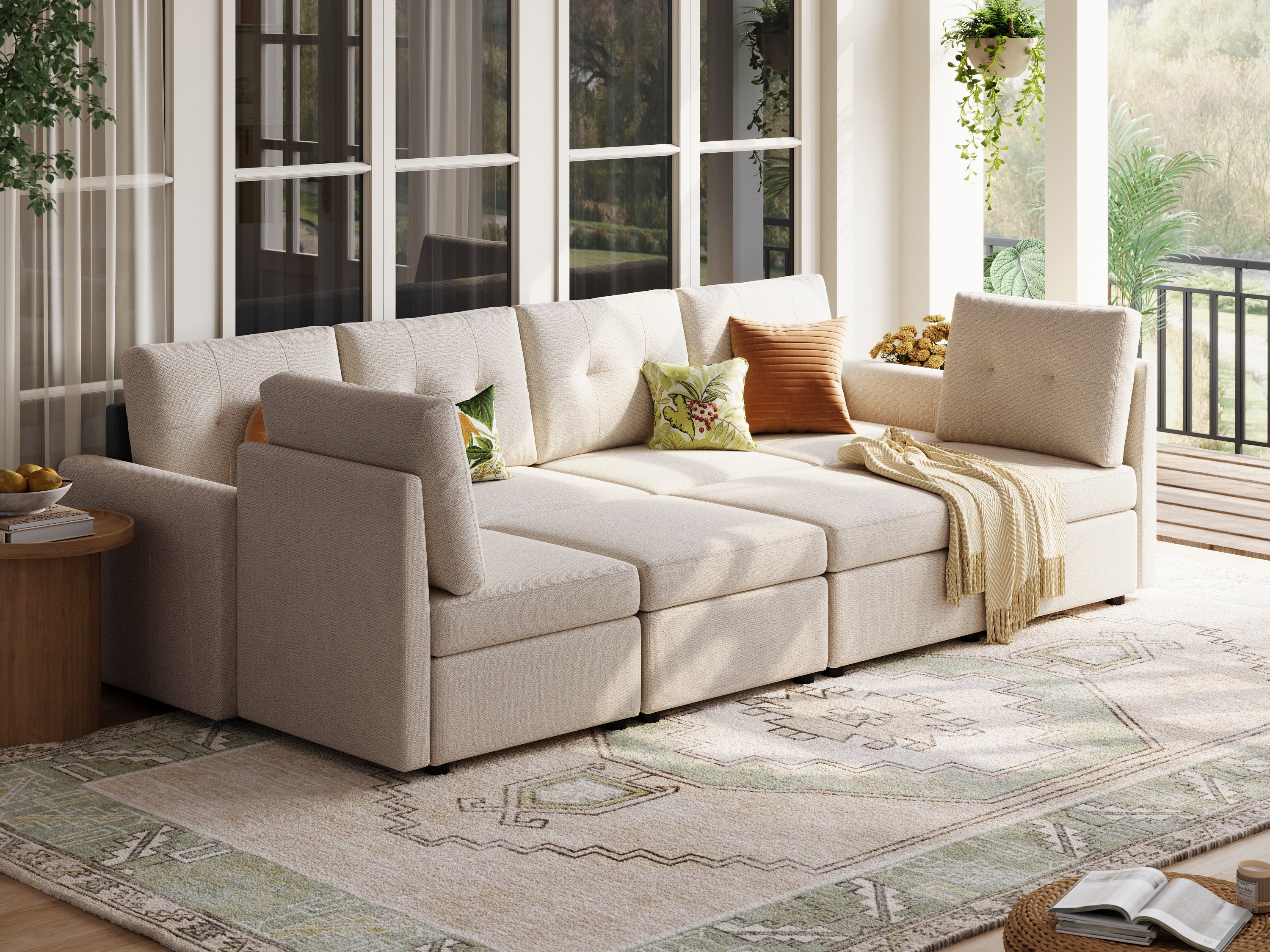 RUBIK III 6 Seats with 2 Ottomans and An Additional Set of Covers - LINSY HOME