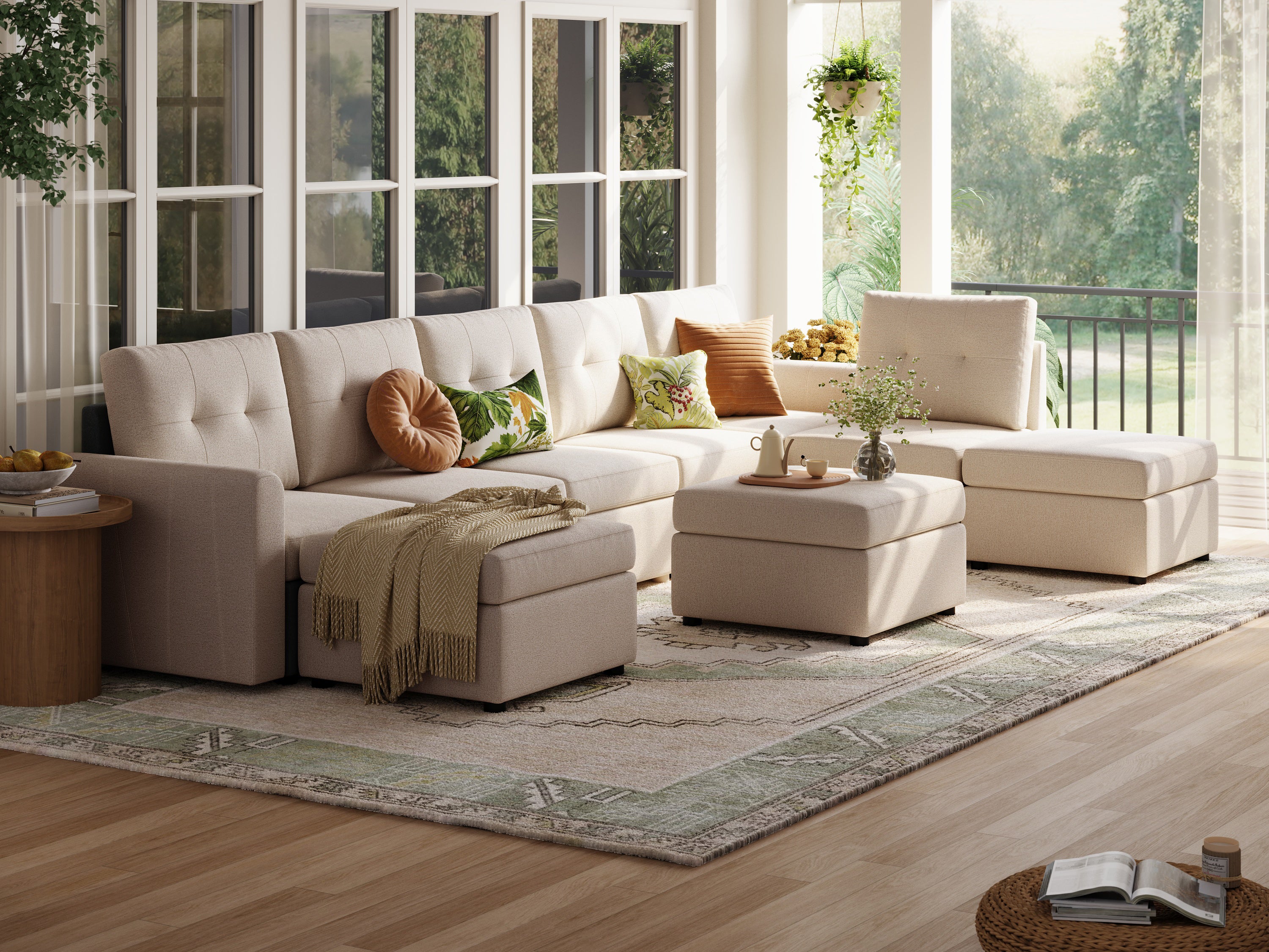 RUBIK III 6 Seats With 3 Ottomans - LINSY HOME