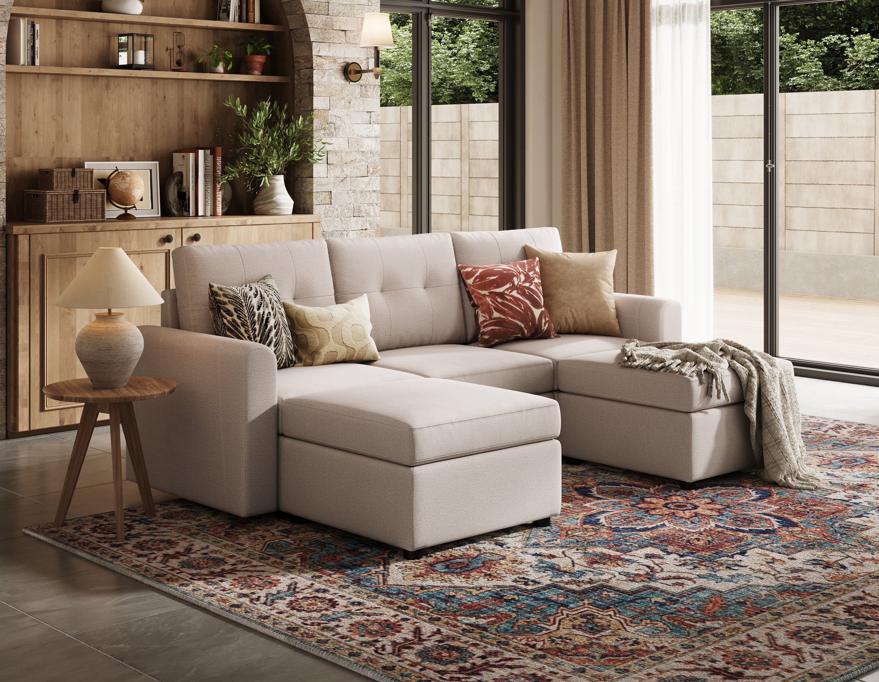 RUBIK III 3 Seats with 2 Ottomans - LINSY HOME