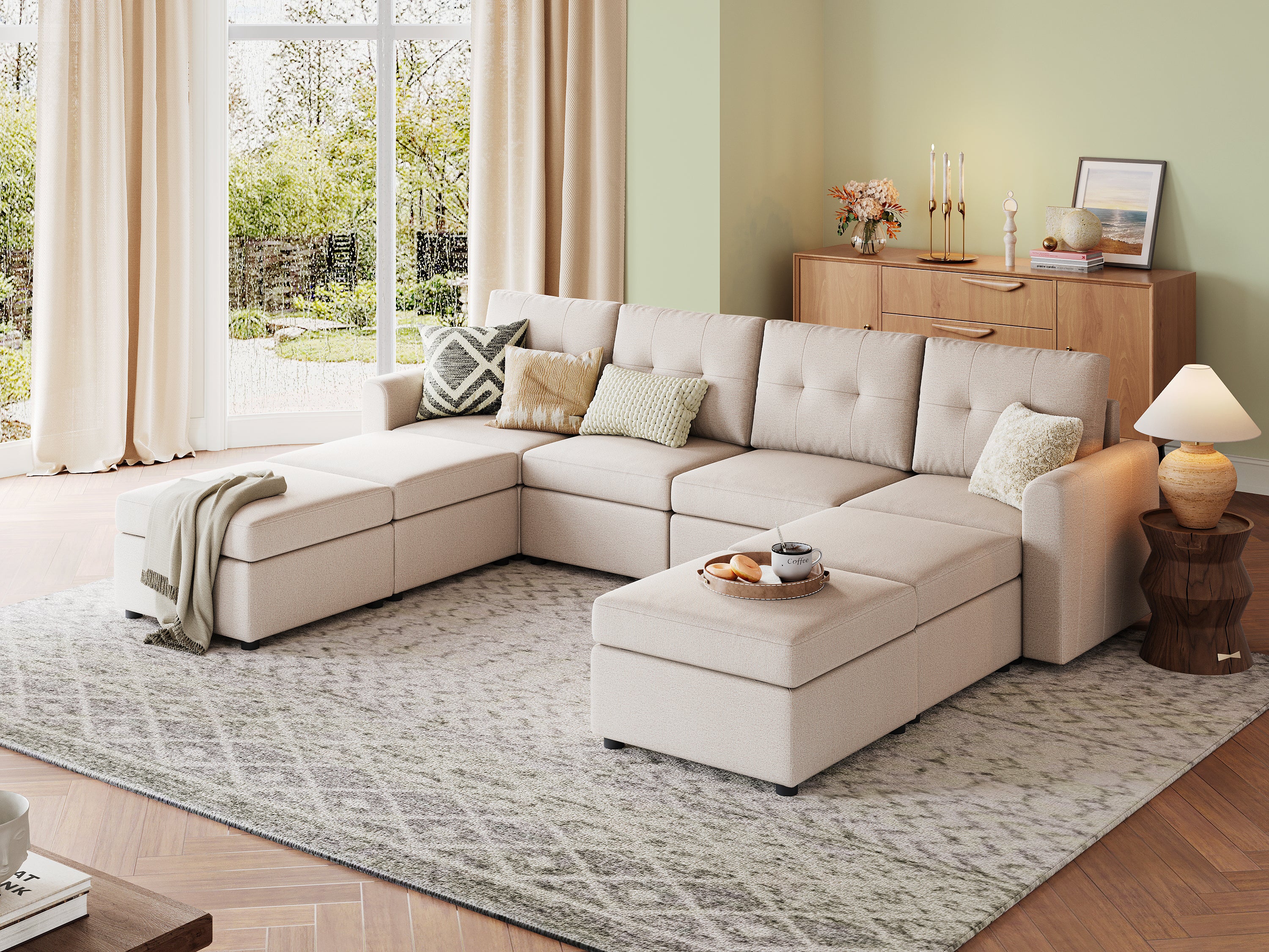 RUBIK III 4 Seats with 4 Ottomans - LINSY HOME