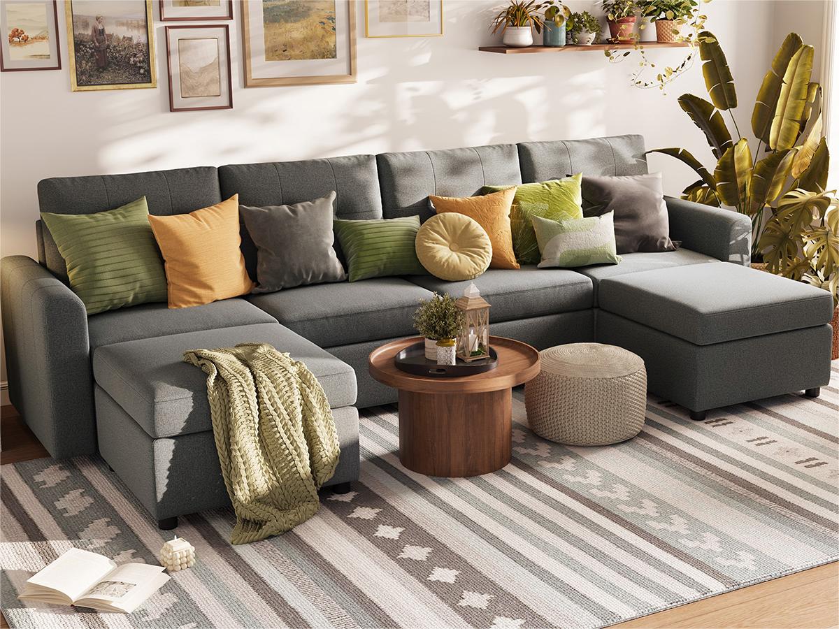 RUBIK III 4 Seats with 2 Ottomans - LINSY HOME