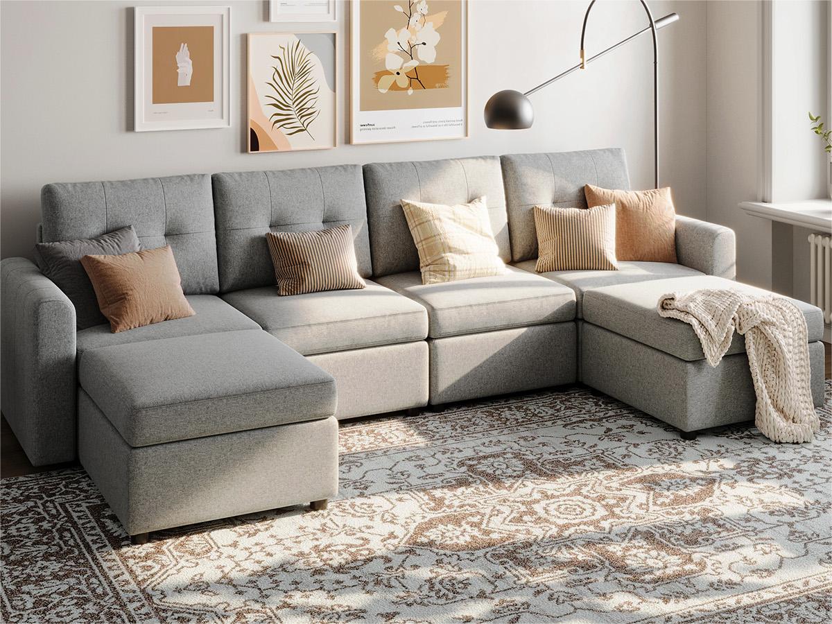 RUBIK III 4 Seats with 2 Ottomans - LINSY HOME