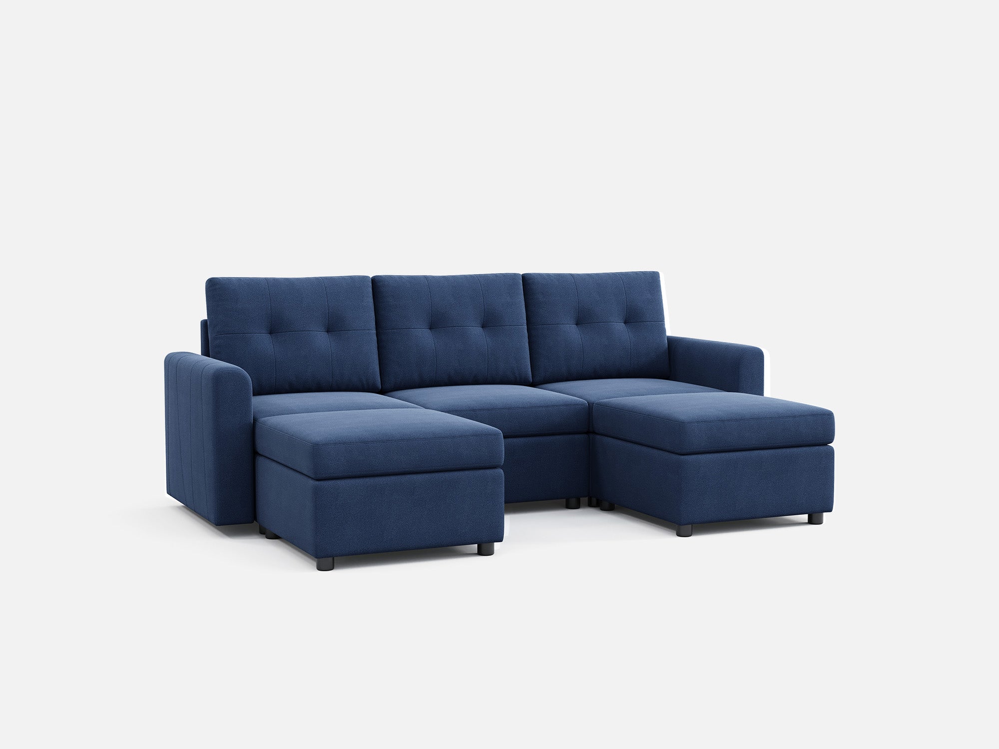 RUBIK III 3 Seats with 2 Ottomans - LINSY HOME