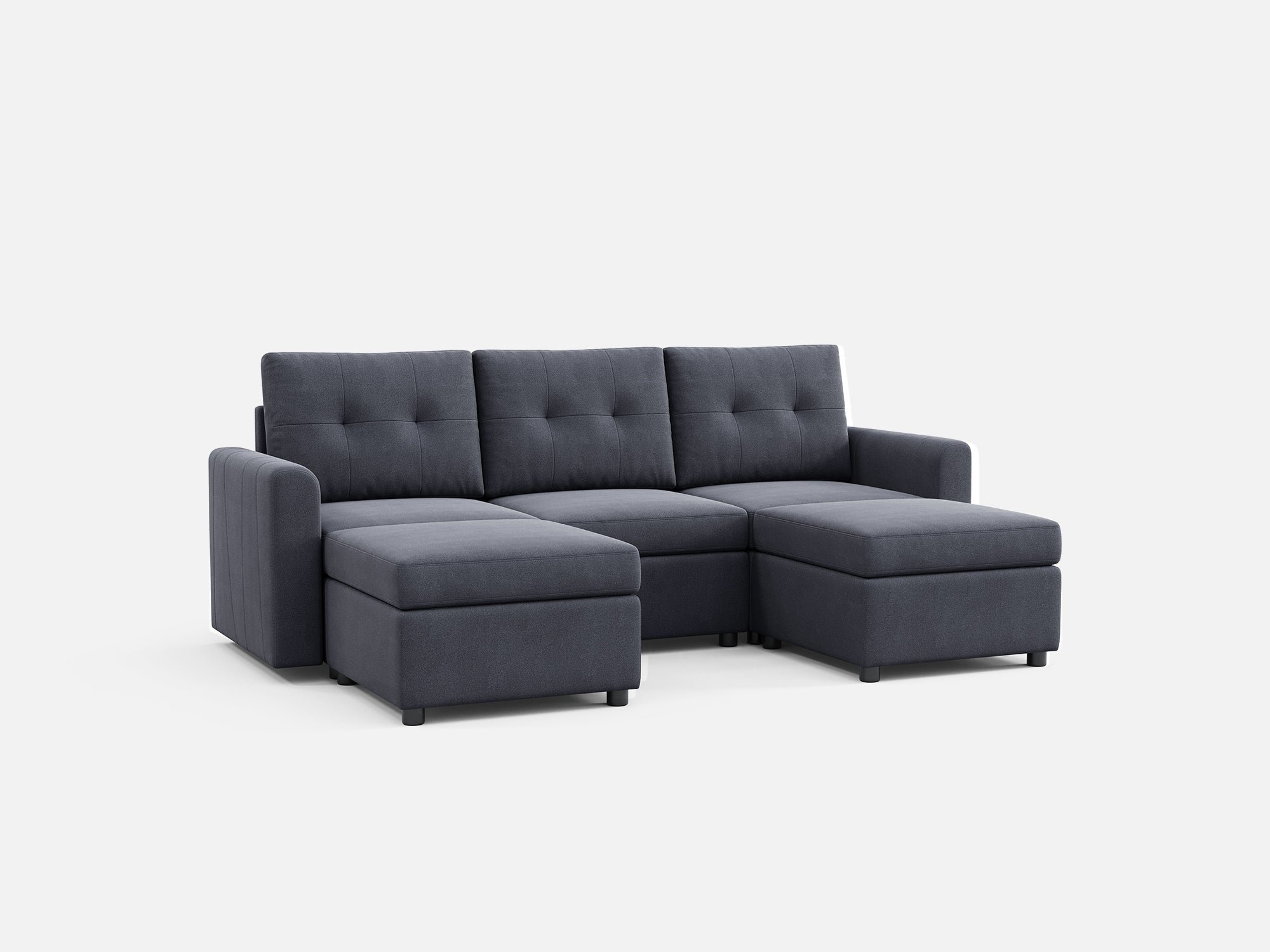 RUBIK III 3 Seats with 2 Ottomans - LINSY HOME
