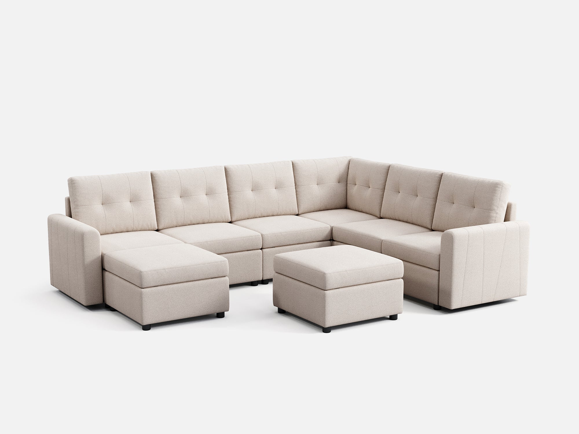RUBIK III 5 Seats with Corner & 2 Ottomans - LINSY HOME