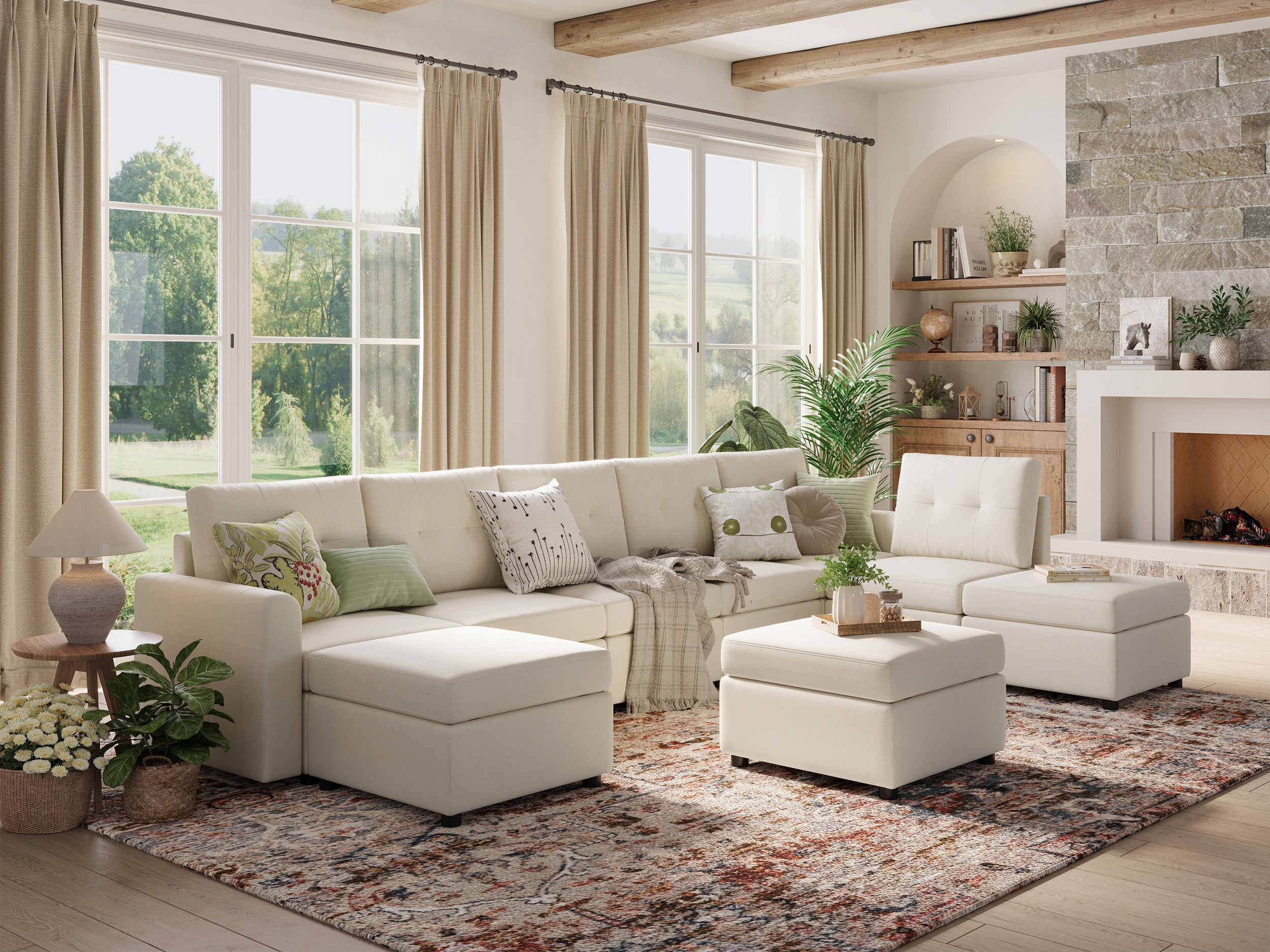 RUBIK III 6 Seats With 3 Ottomans - LINSY HOME