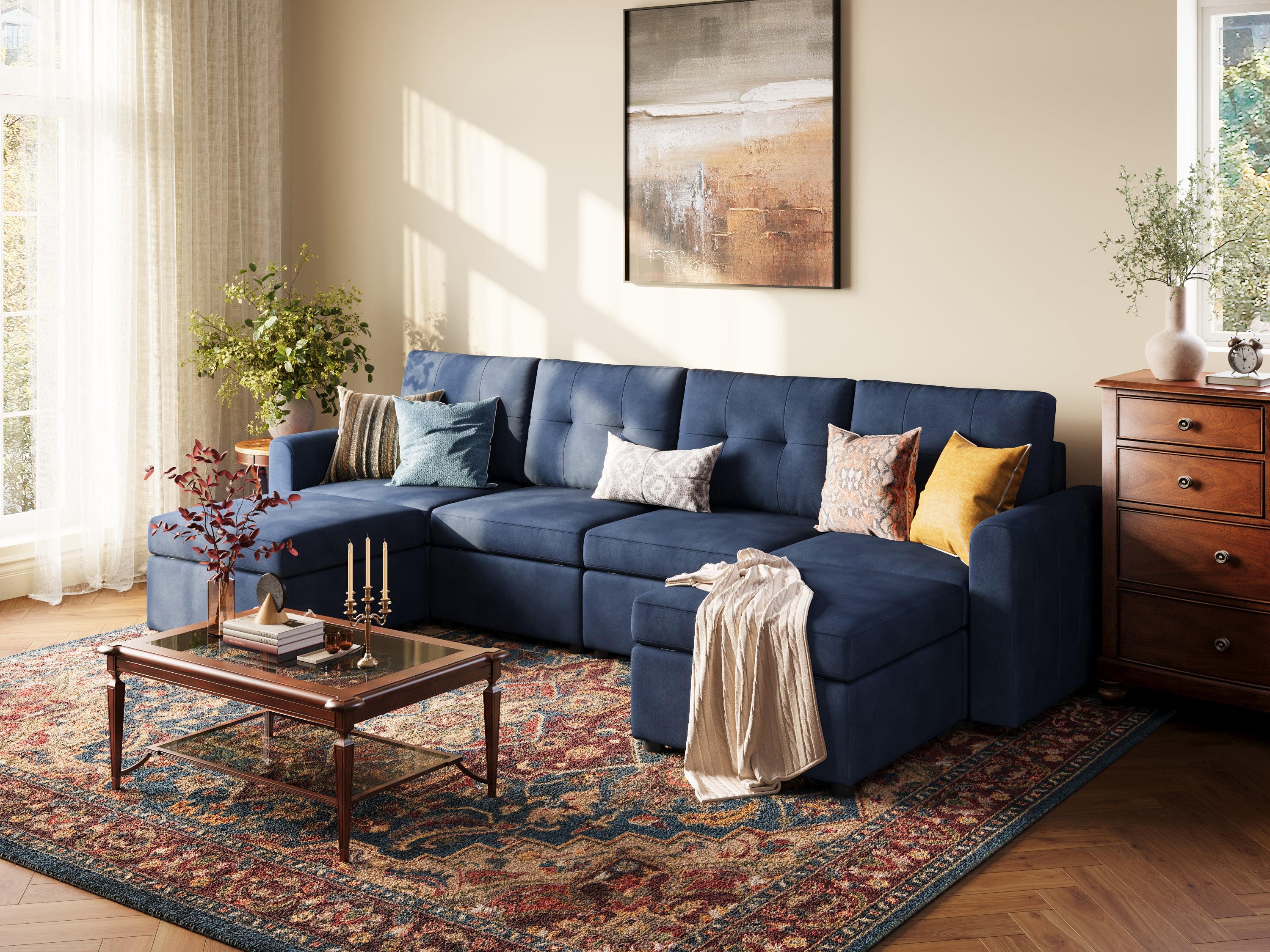 RUBIK III 4 Seats with 2 Ottomans - LINSY HOME