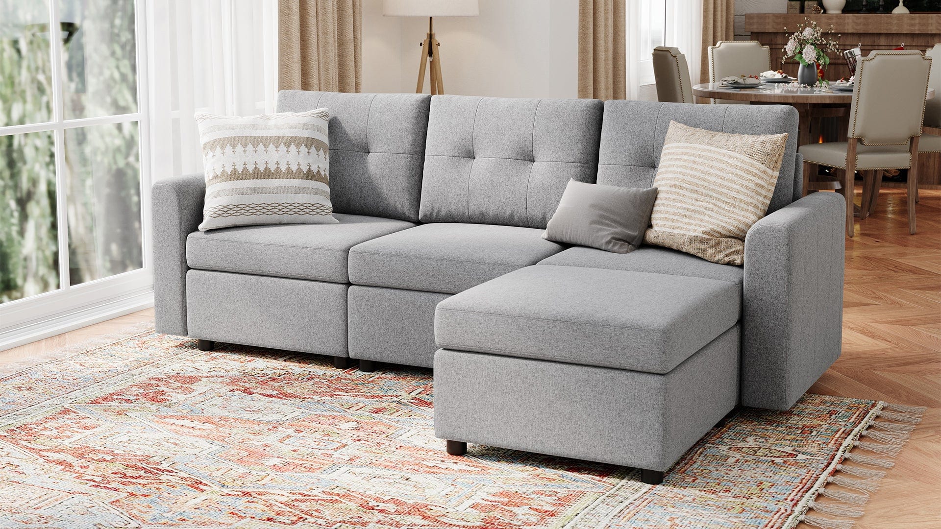 RUBIK III 3 Seats with Ottoman - LINSY HOME
