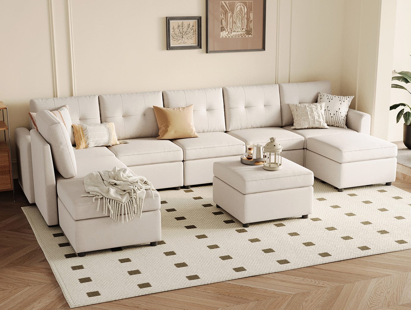 RUBIK III 6 Seats With 3 Ottomans - LINSY HOME