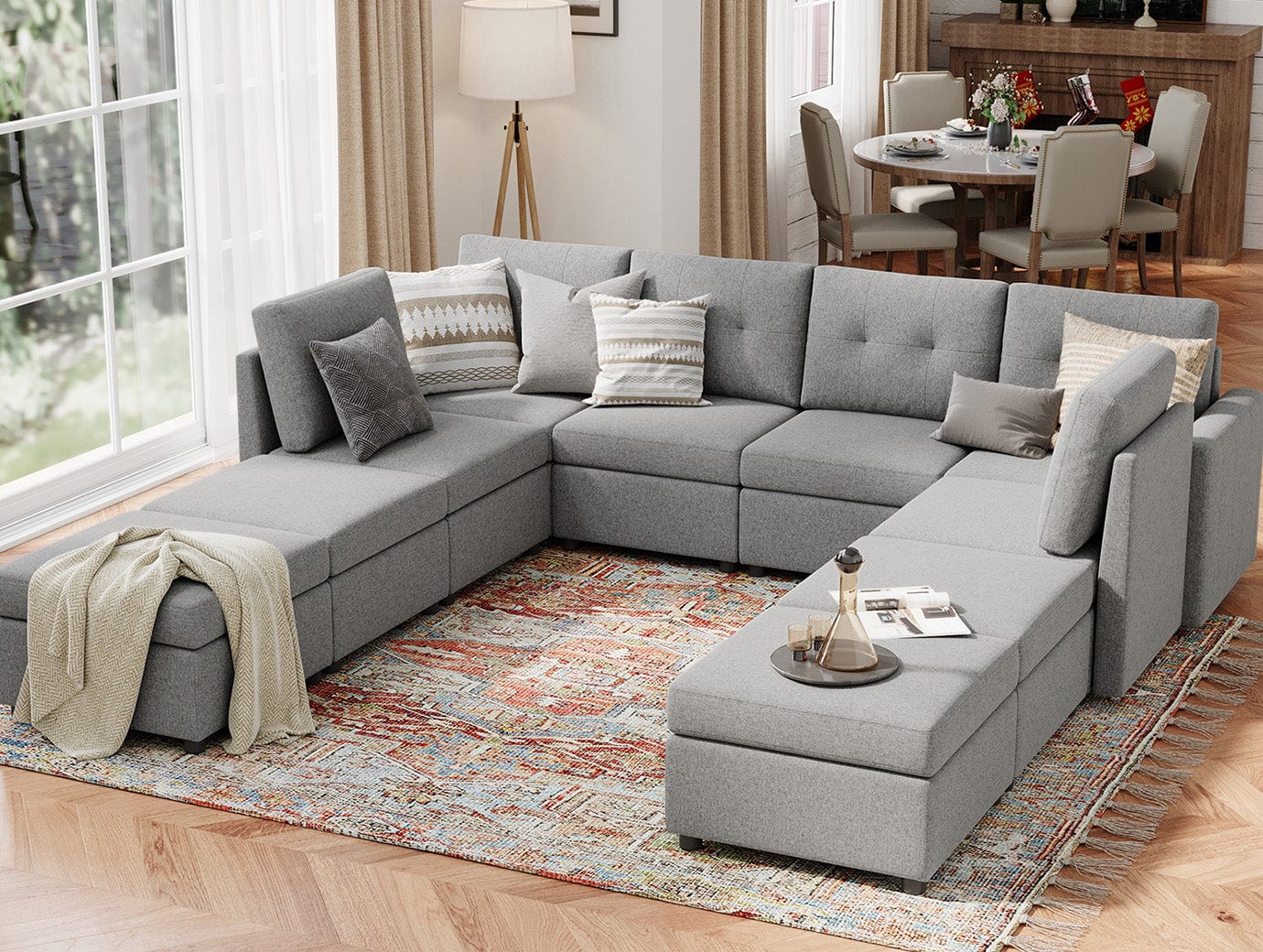 RUBIK III 6 Seats with 4 Ottomans - LINSY HOME