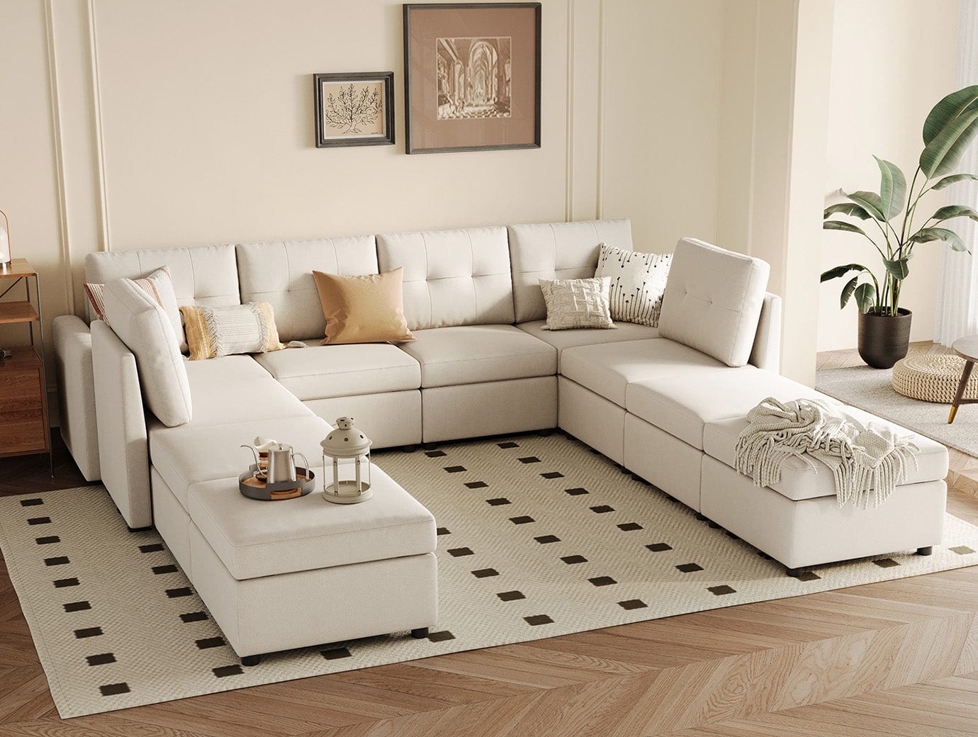 RUBIK III 6 Seats with 4 Ottomans - LINSY HOME