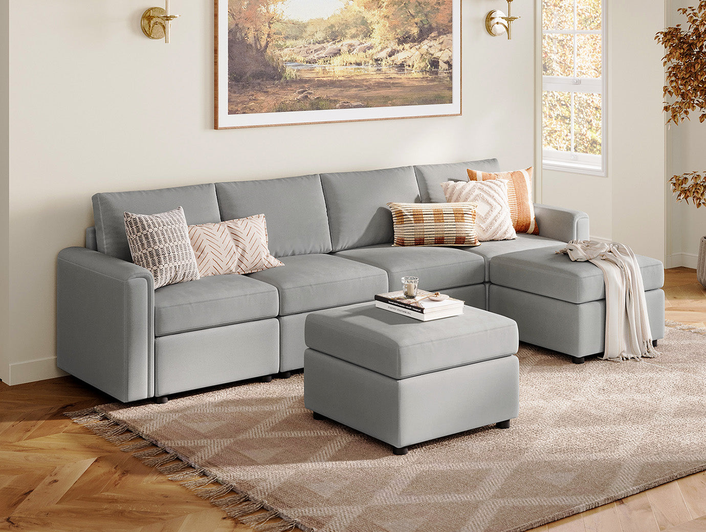 RUBIK I 4 Seats with 2 Ottomans - LINSY HOME