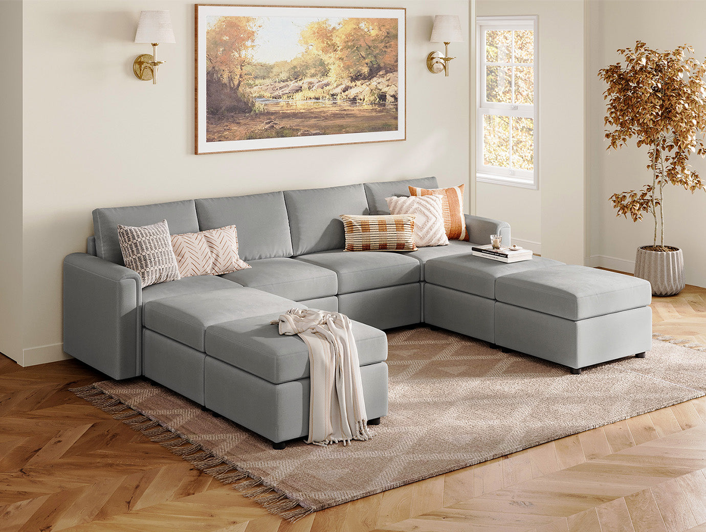 RUBIK I 4 Seats with 4 Ottomans - LINSY HOME