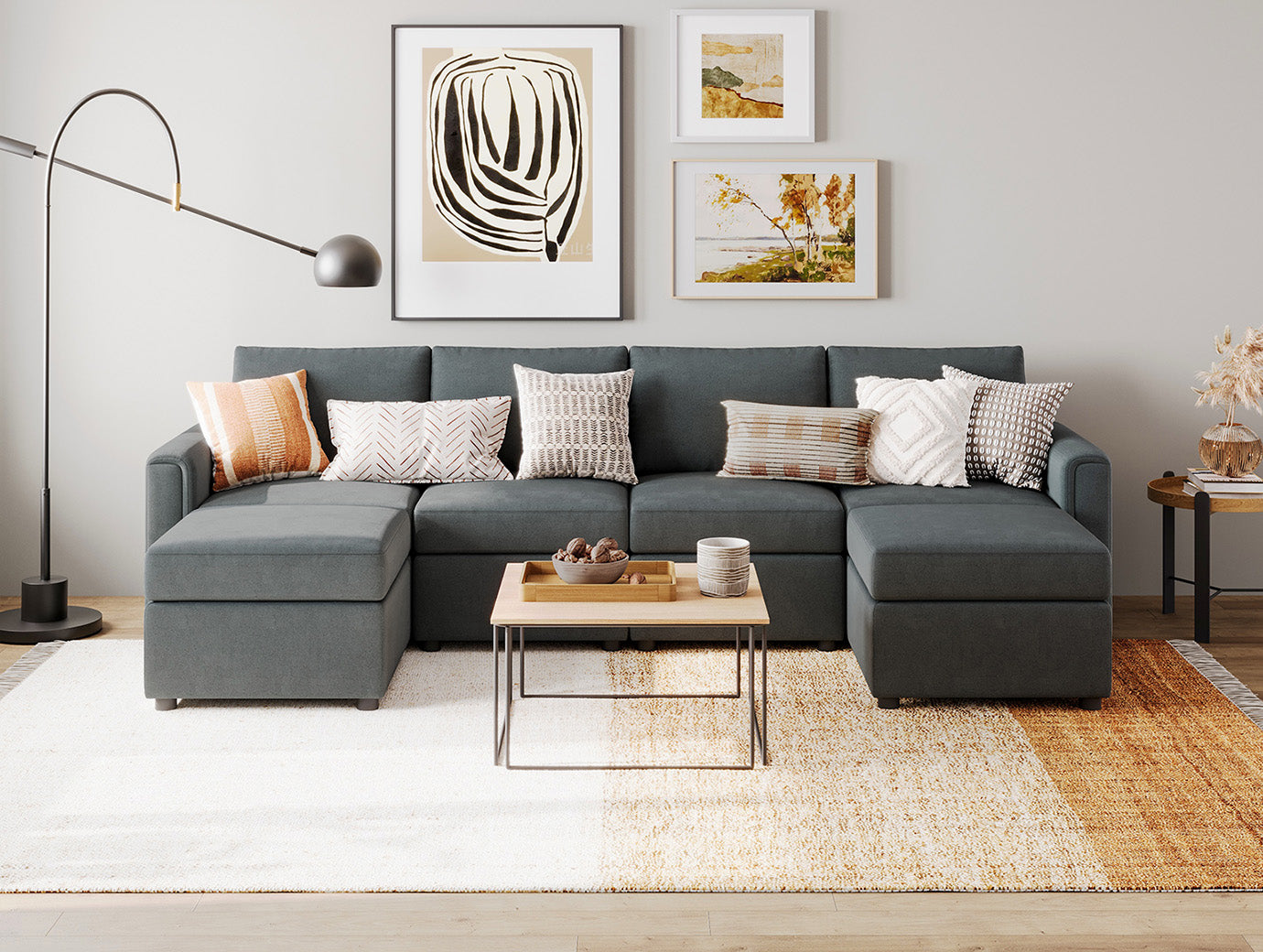 RUBIK I 4 Seats with 2 Ottomans - LINSY HOME