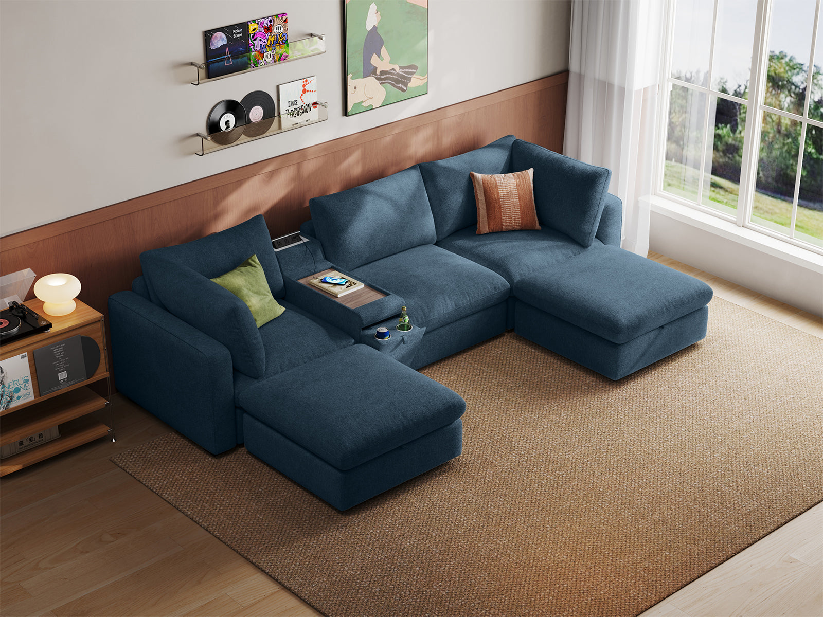 RUBIK V 3 Seats with 2 Ottomans & Console