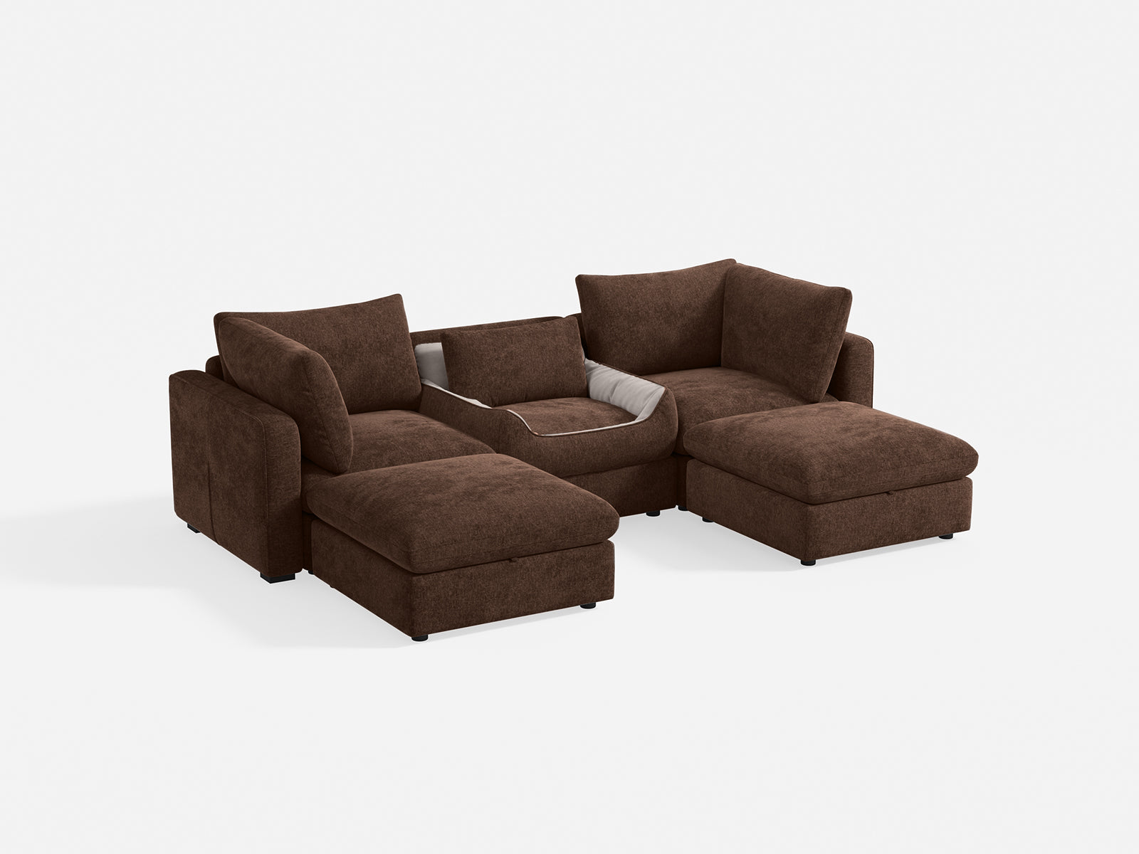 RUBIK V 3 Seats with 2 Ottomans & Pet Bed Module