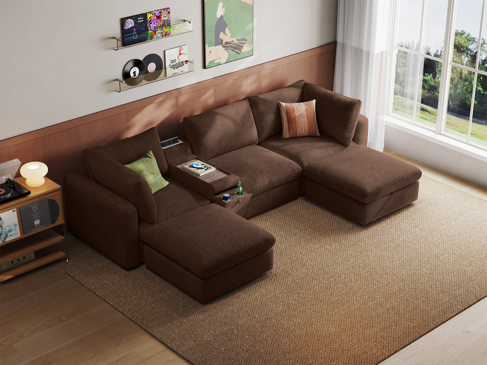 RUBIK V 3 Seats with 2 Ottomans & Console