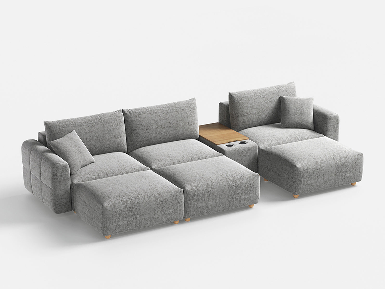 RUBIK L 3 Seats with 3 Ottomans & Console