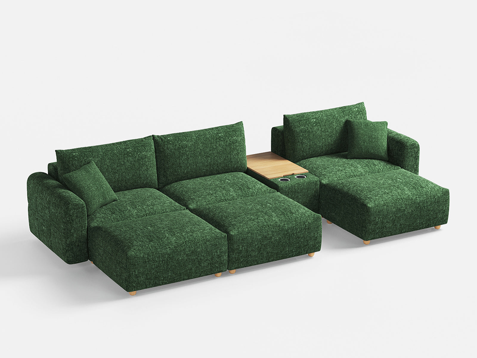 RUBIK L 3 Seats with 3 Ottomans & Console