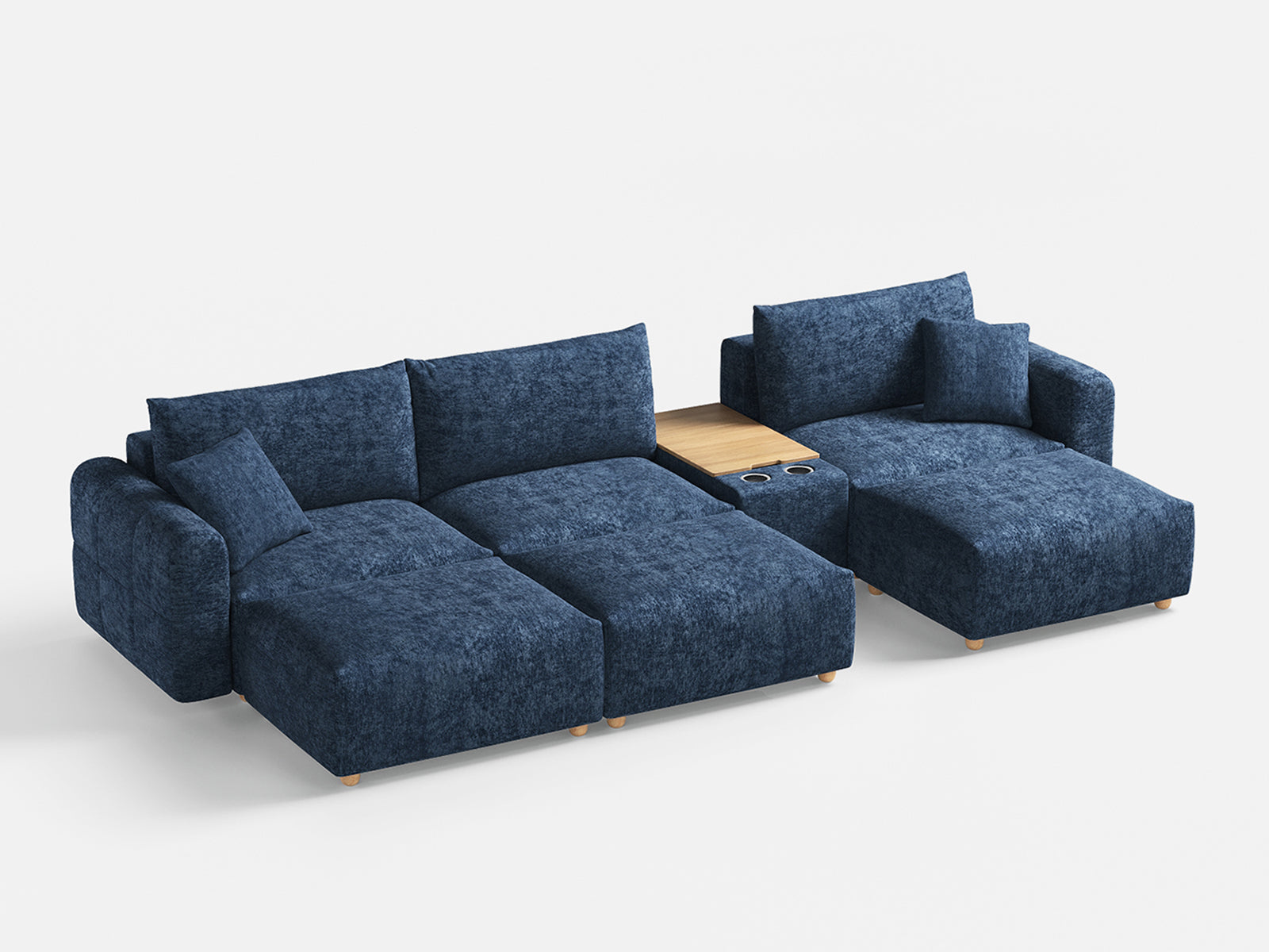 RUBIK L 3 Seats with 3 Ottomans & Console