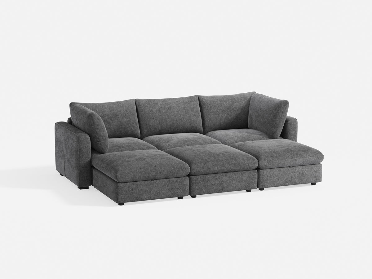 RUBIK V 3 Seats with 3 Ottomans