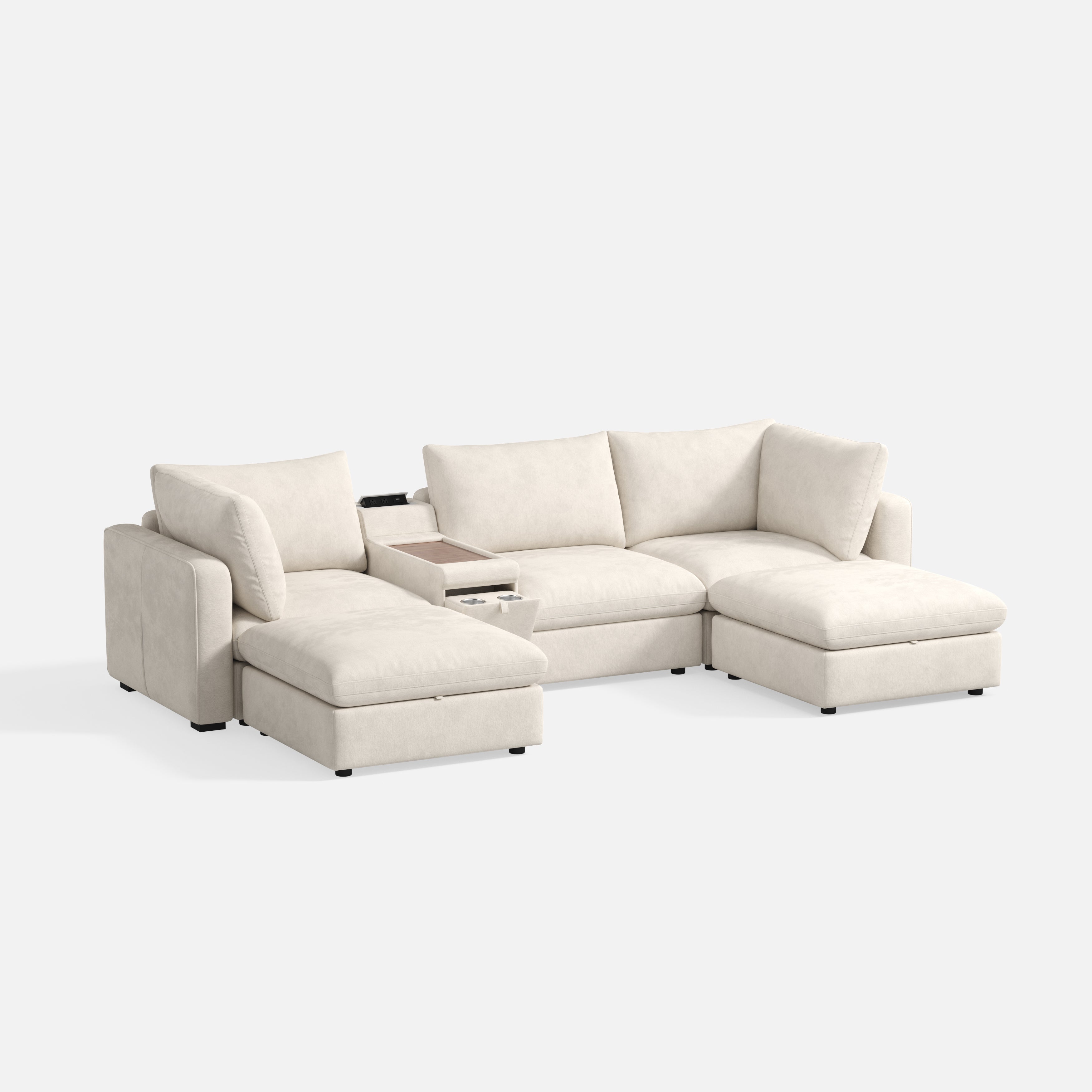 RUBIK V 3 Seats with 2 Ottomans & Console