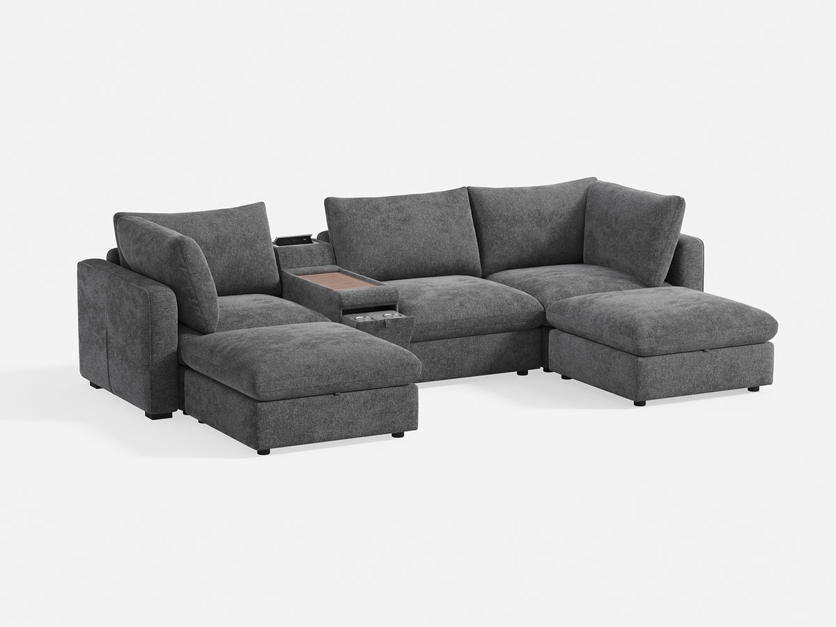 RUBIK V 3 Seats with 2 Ottomans & Console