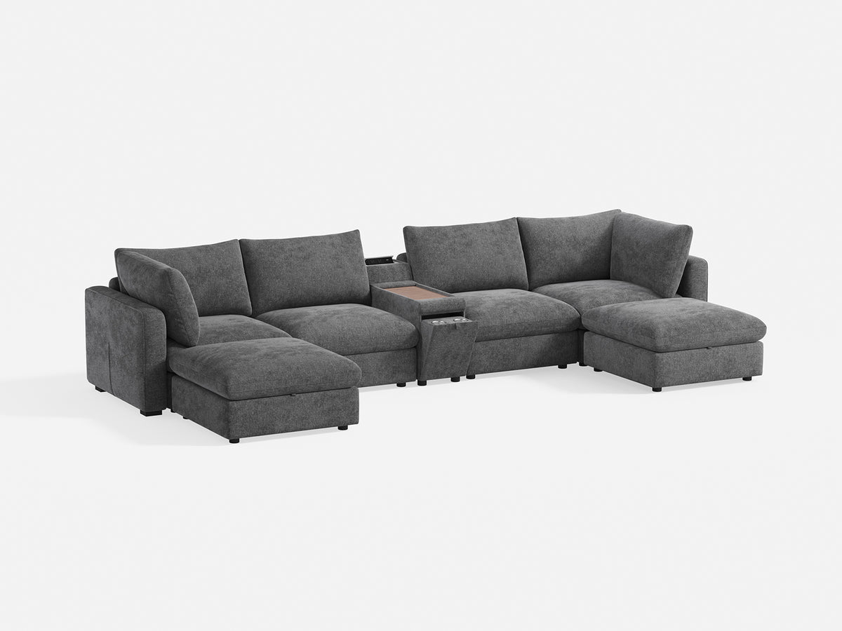 RUBIK V 4 Seats with 2 Ottomans & Console