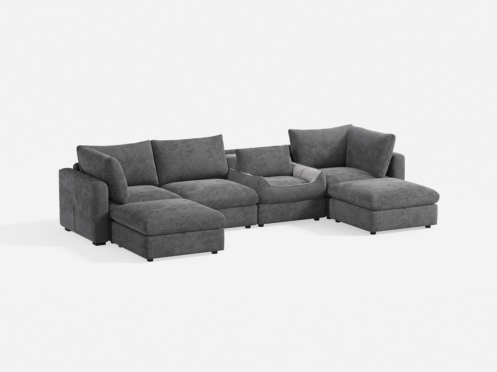 RUBIK V 4 Seats with 2 Ottomans & Pet Bed Module