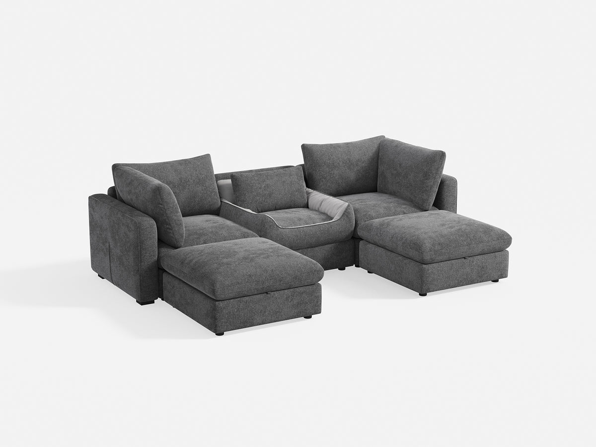 RUBIK V 3 Seats with 2 Ottomans & Pet Bed Module