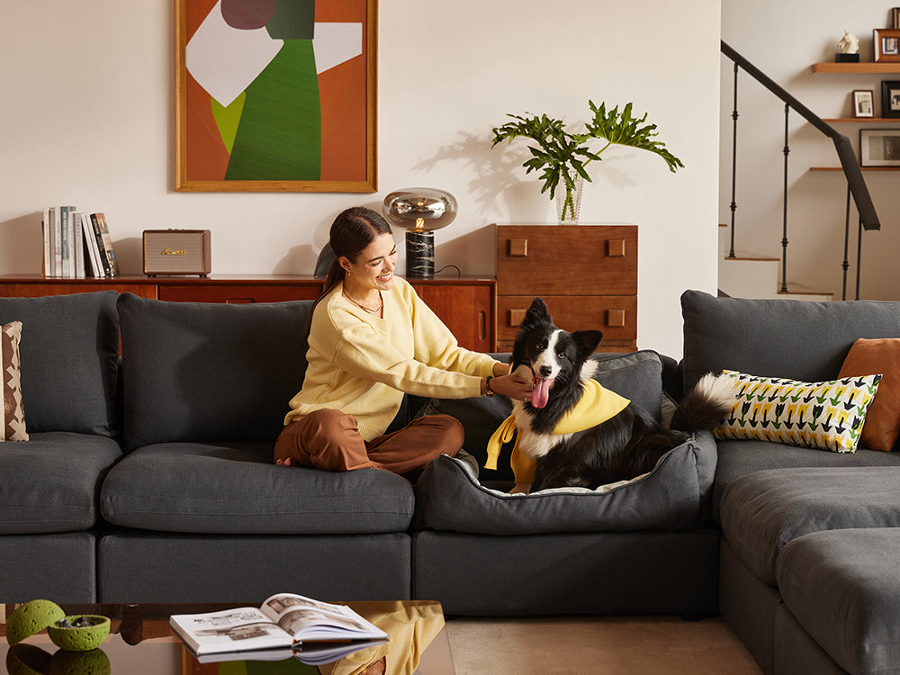 RUBIK V 4 Seats with 2 Ottomans & Pet Bed Module - LINSY HOME