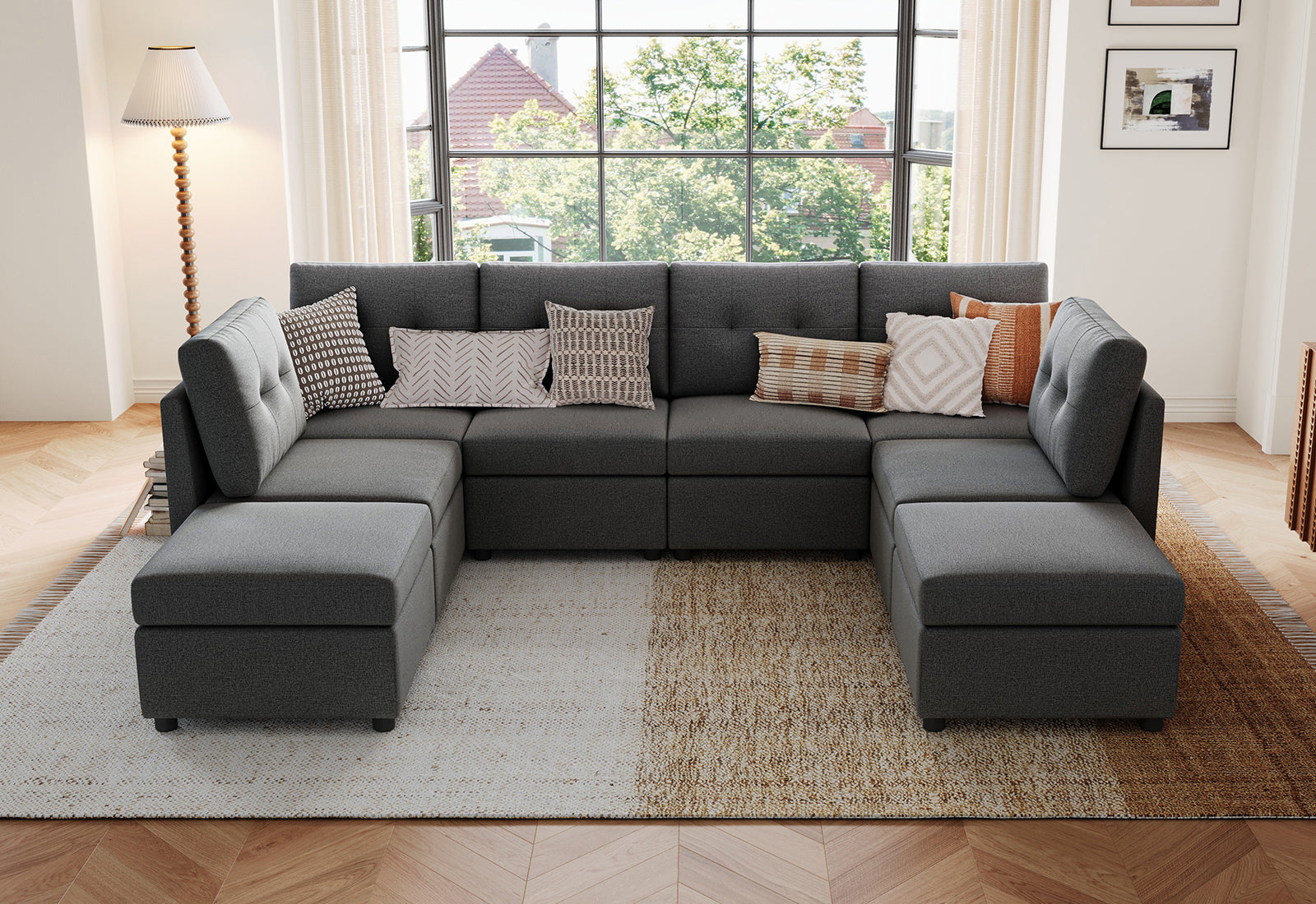RUBIK III 6 Seats with 2 Ottomans - LINSY HOME