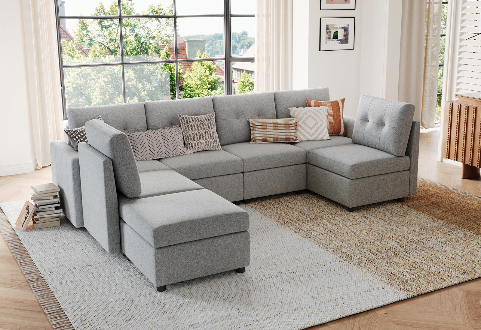 RUBIK III 6 Seats with 2 Ottomans - LINSY HOME