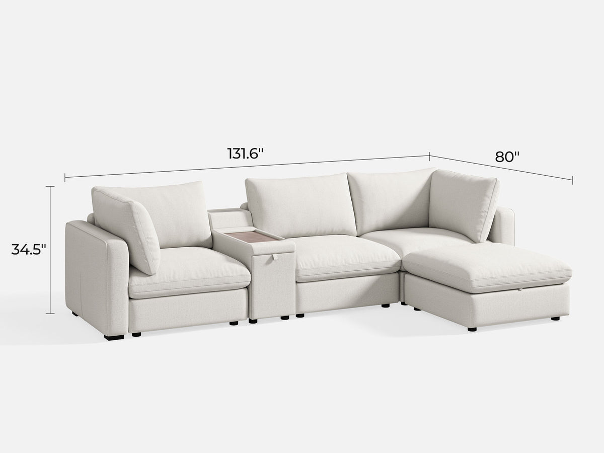 RUBIK V Linen 3 Seats with Ottoman & Console