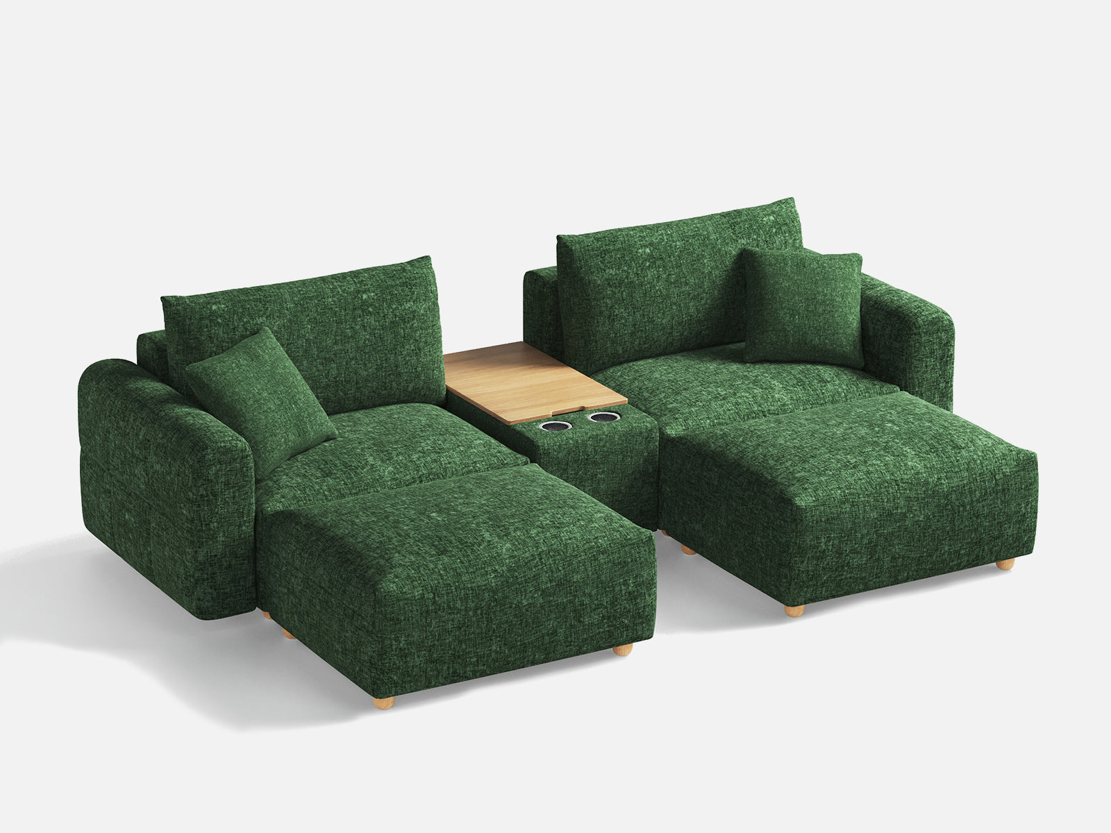 RUBIK L 2 Seats with 2 Ottomans & Console