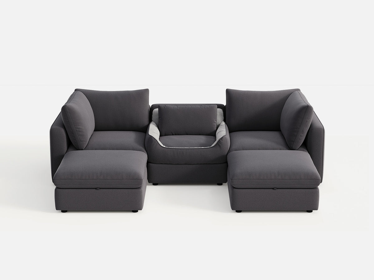 RUBIK V 3 Seats with 2 Ottomans & Pet Bed Module