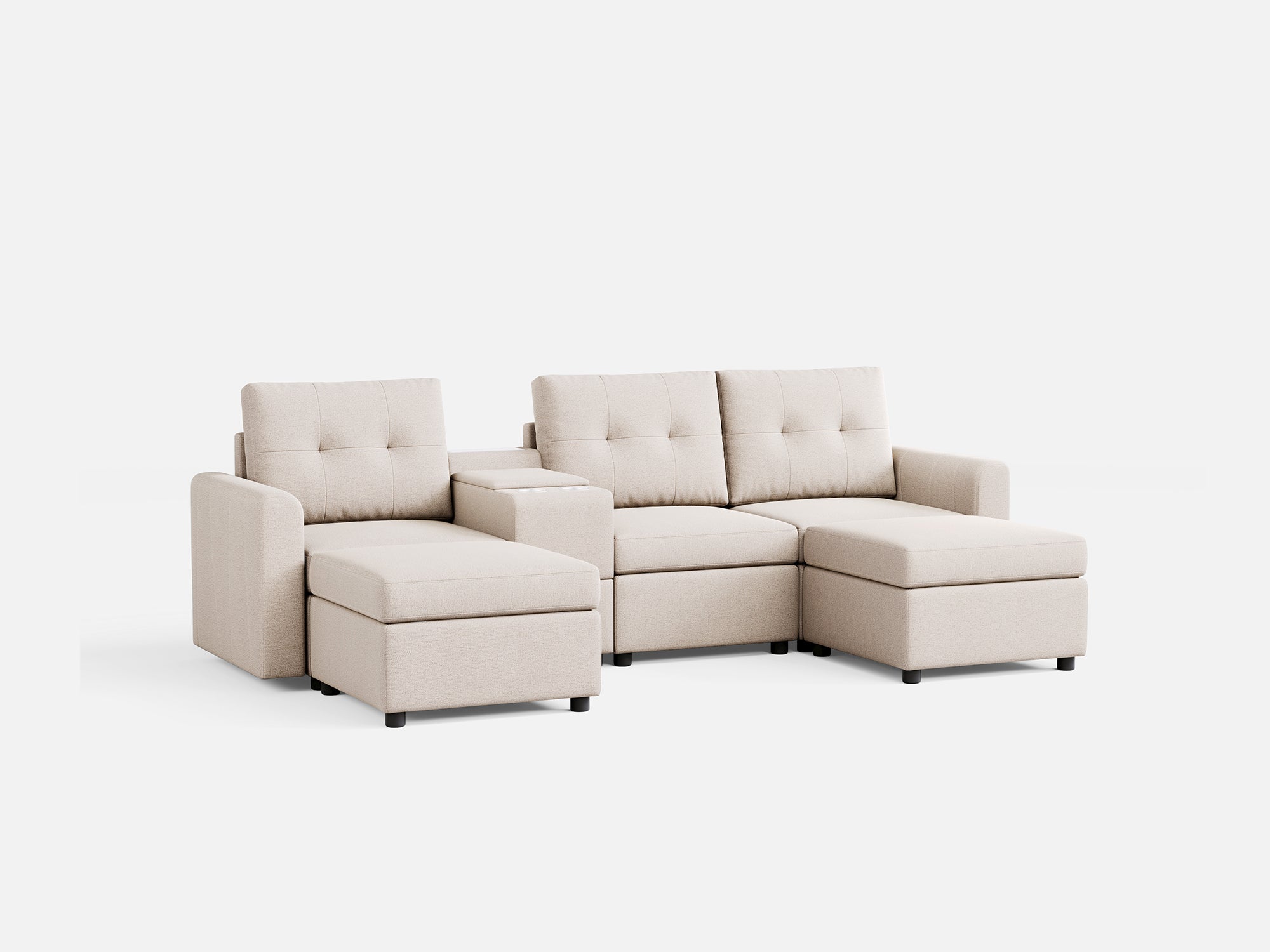 RUBIK III 3 Seats with 2 Ottomans & Console - LINSY HOME