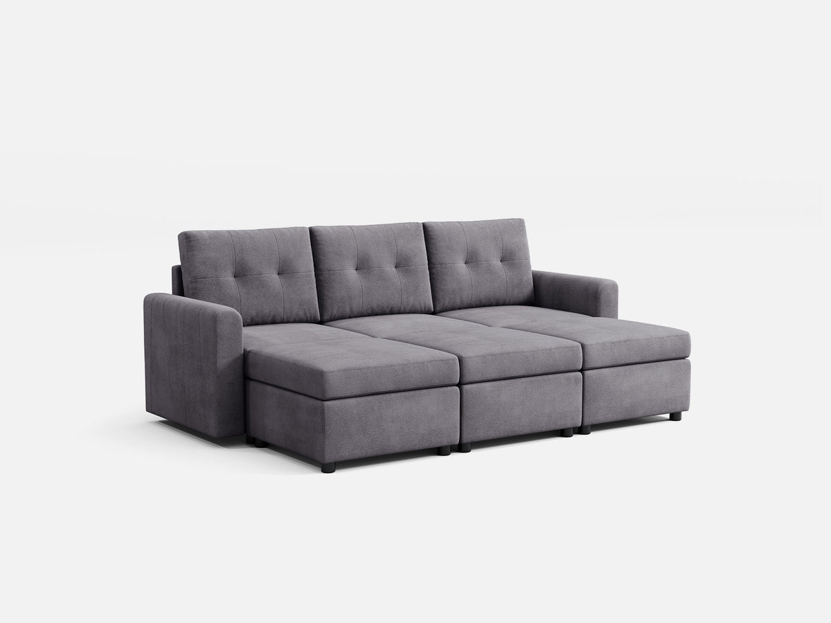 RUBIK III 3 Seats with 3 Ottomans - LINSY HOME
