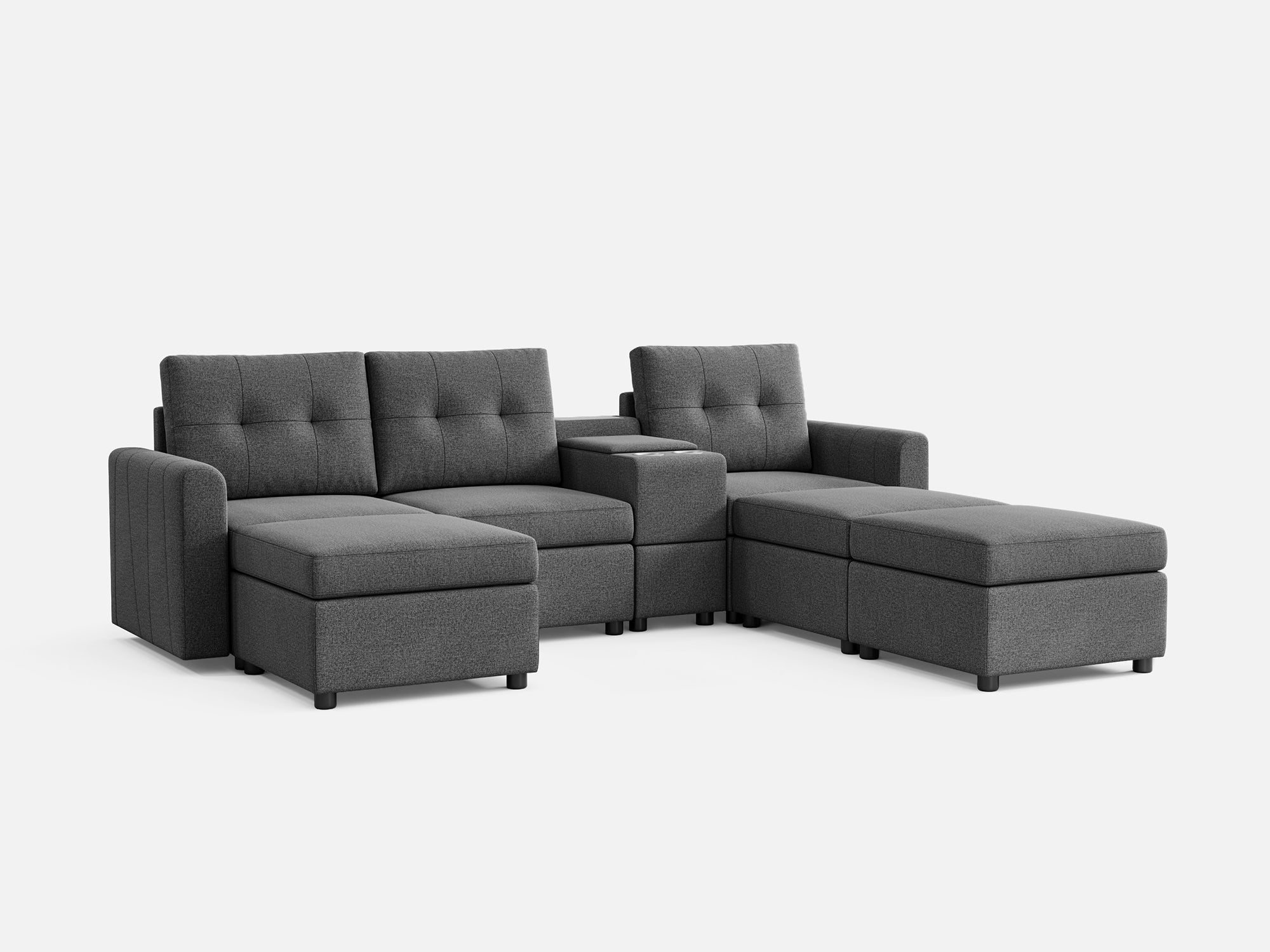 RUBIK III 3 Seats with 3 Ottomans & Console - LINSY HOME