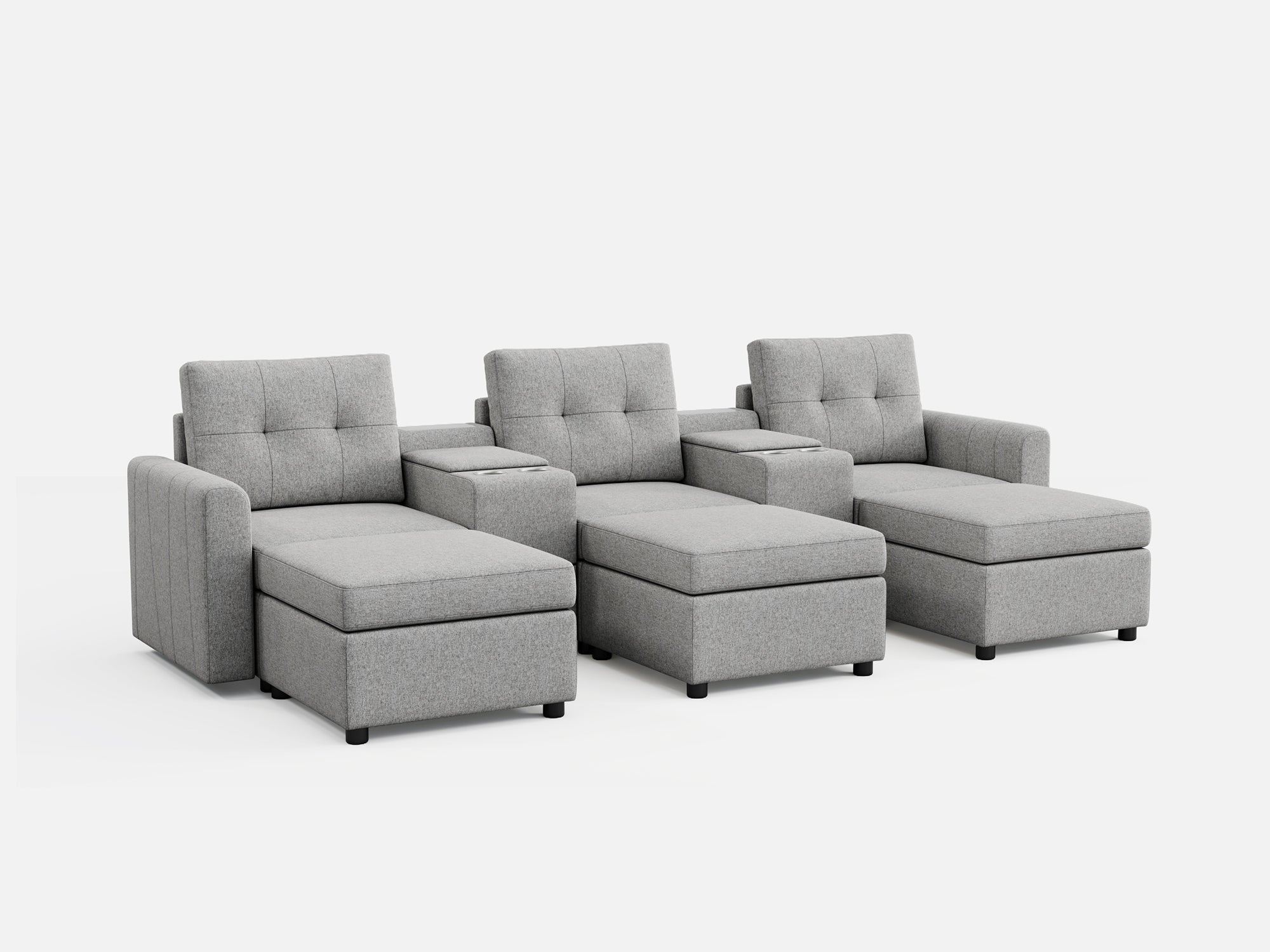RUBIK III 3 Seats with 3 Ottomans & 2 Consoles - LINSY HOME