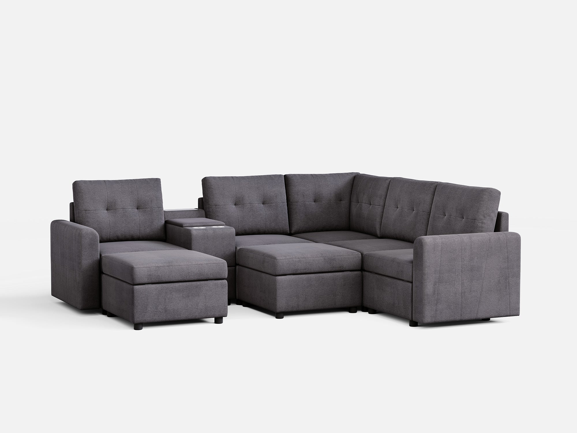 RUBIK III 4 Seats with 2 Ottomans & Corner & Console - LINSY HOME
