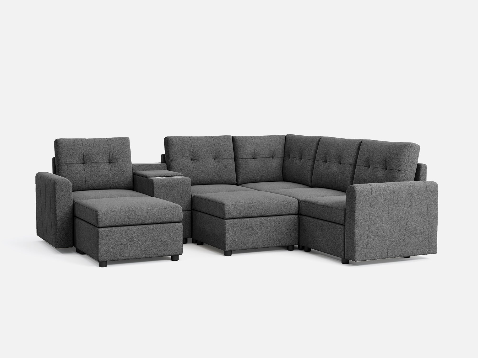 RUBIK III 4 Seats with 2 Ottomans & Corner & Console - LINSY HOME