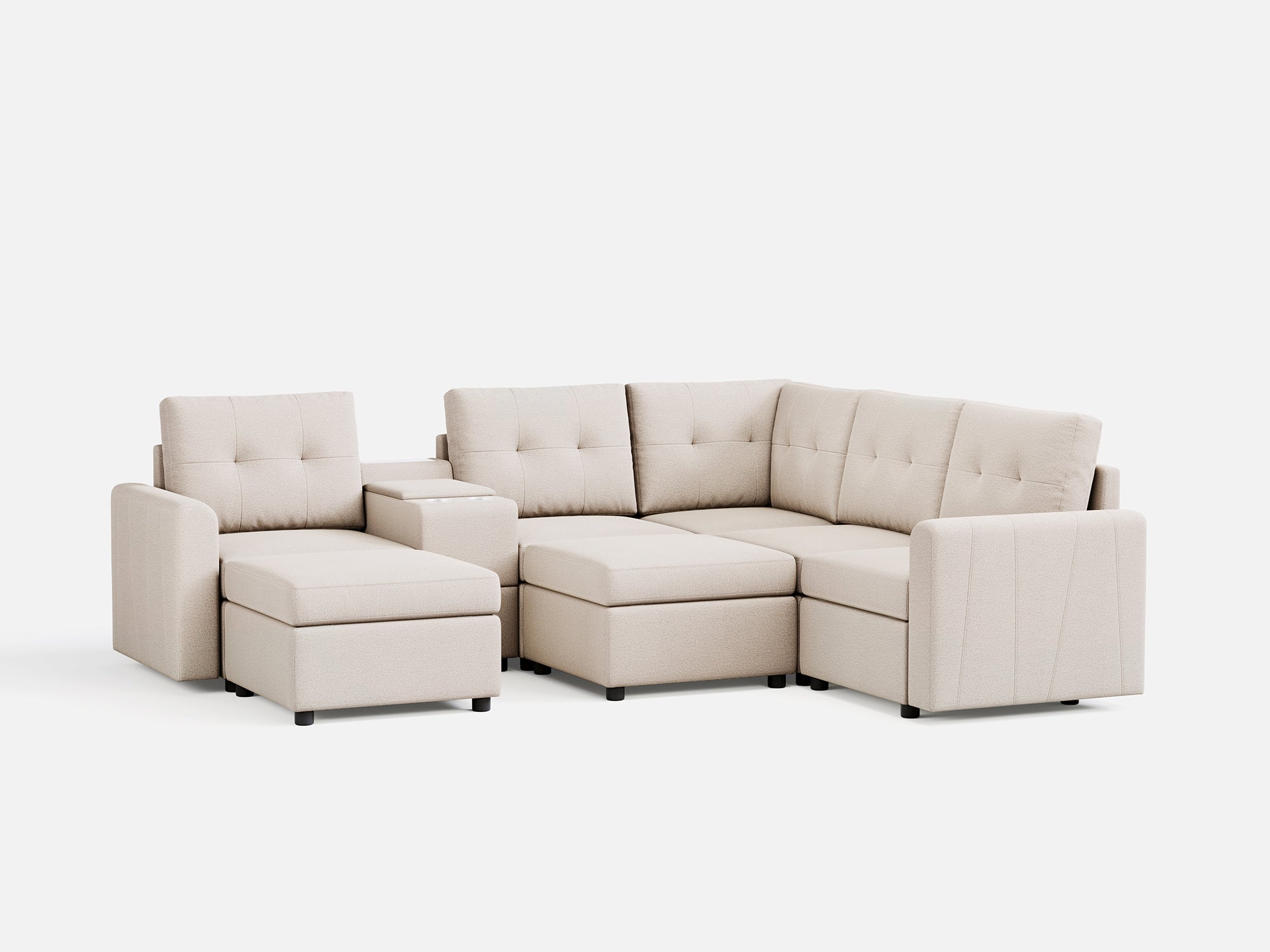 RUBIK III 4 Seats with 2 Ottomans & Corner & Console - LINSY HOME