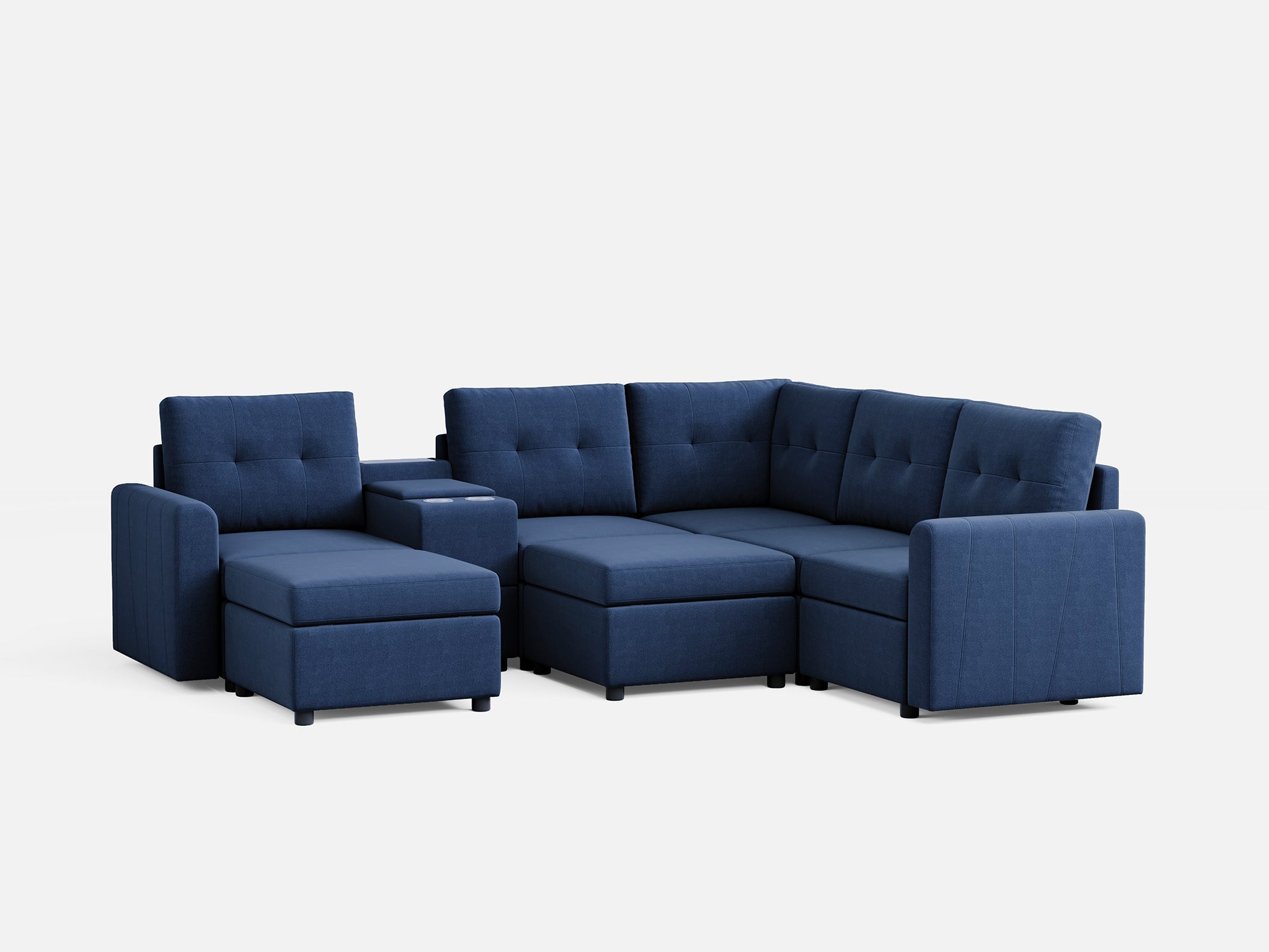 RUBIK III 4 Seats with 2 Ottomans & Corner & Console - LINSY HOME