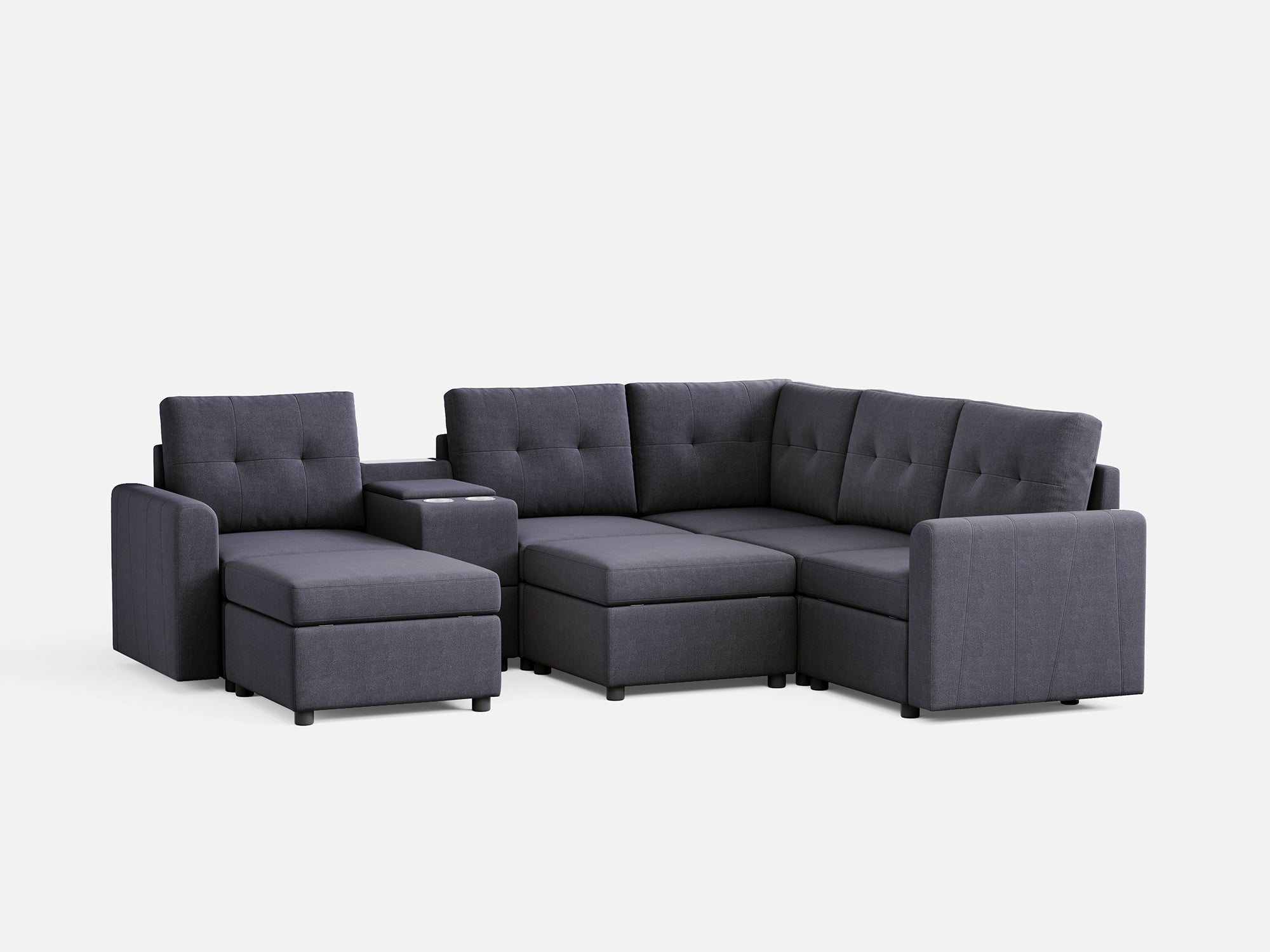 RUBIK III 4 Seats with 2 Ottomans & Corner & Console - LINSY HOME
