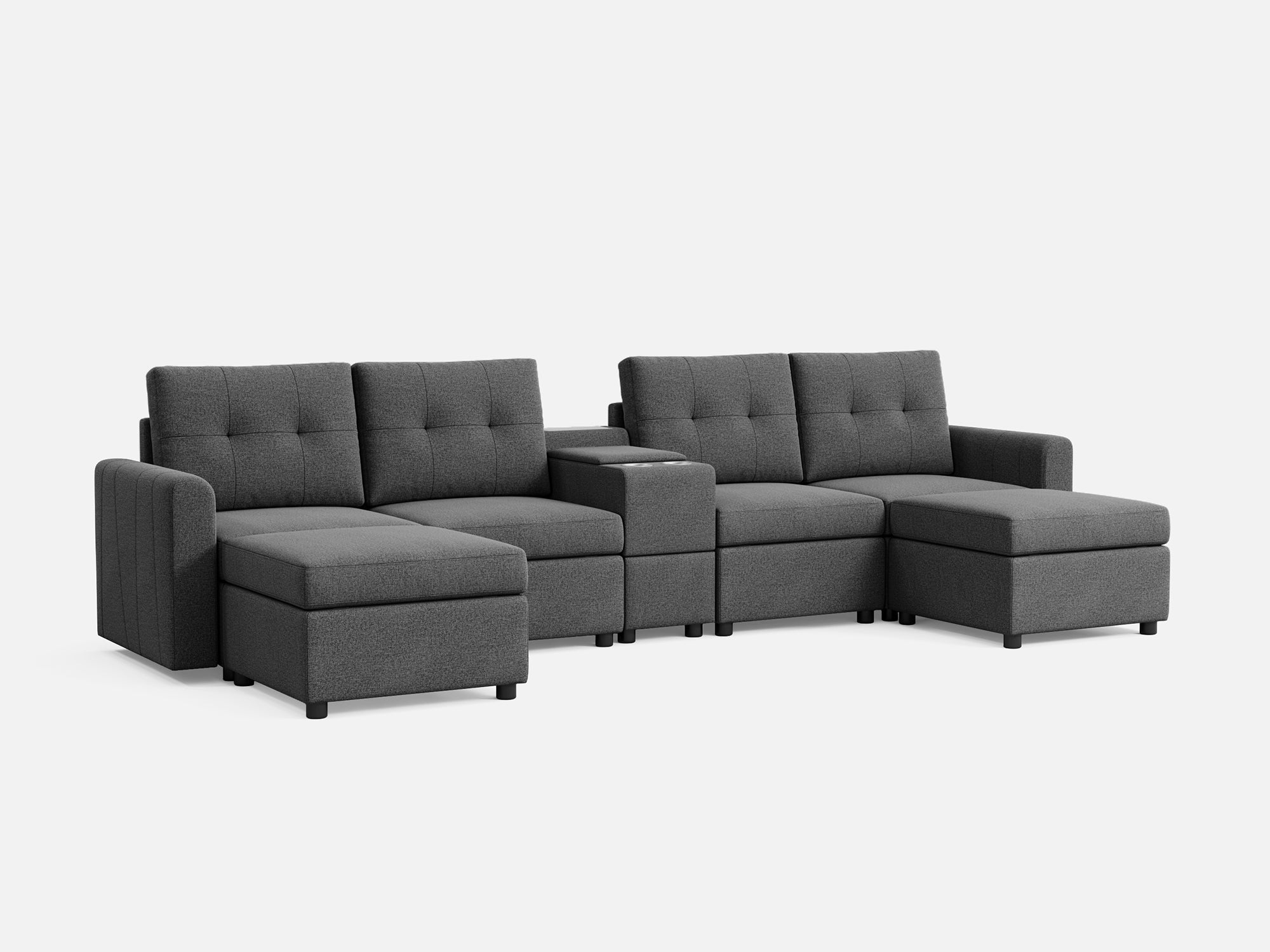 RUBIK III 4 Seats with 2 Ottomans & Console - LINSY HOME