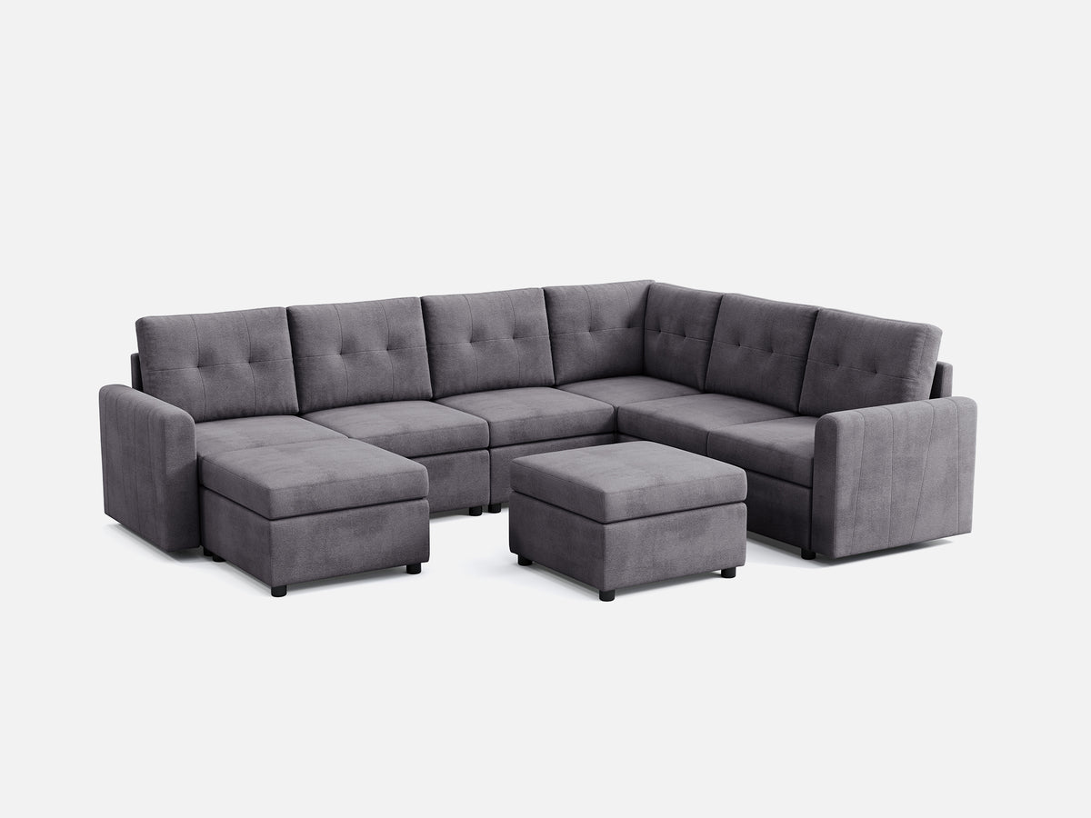 RUBIK III 5 Seats with Corner & 2 Ottomans and An Additional Set of Covers - LINSY HOME