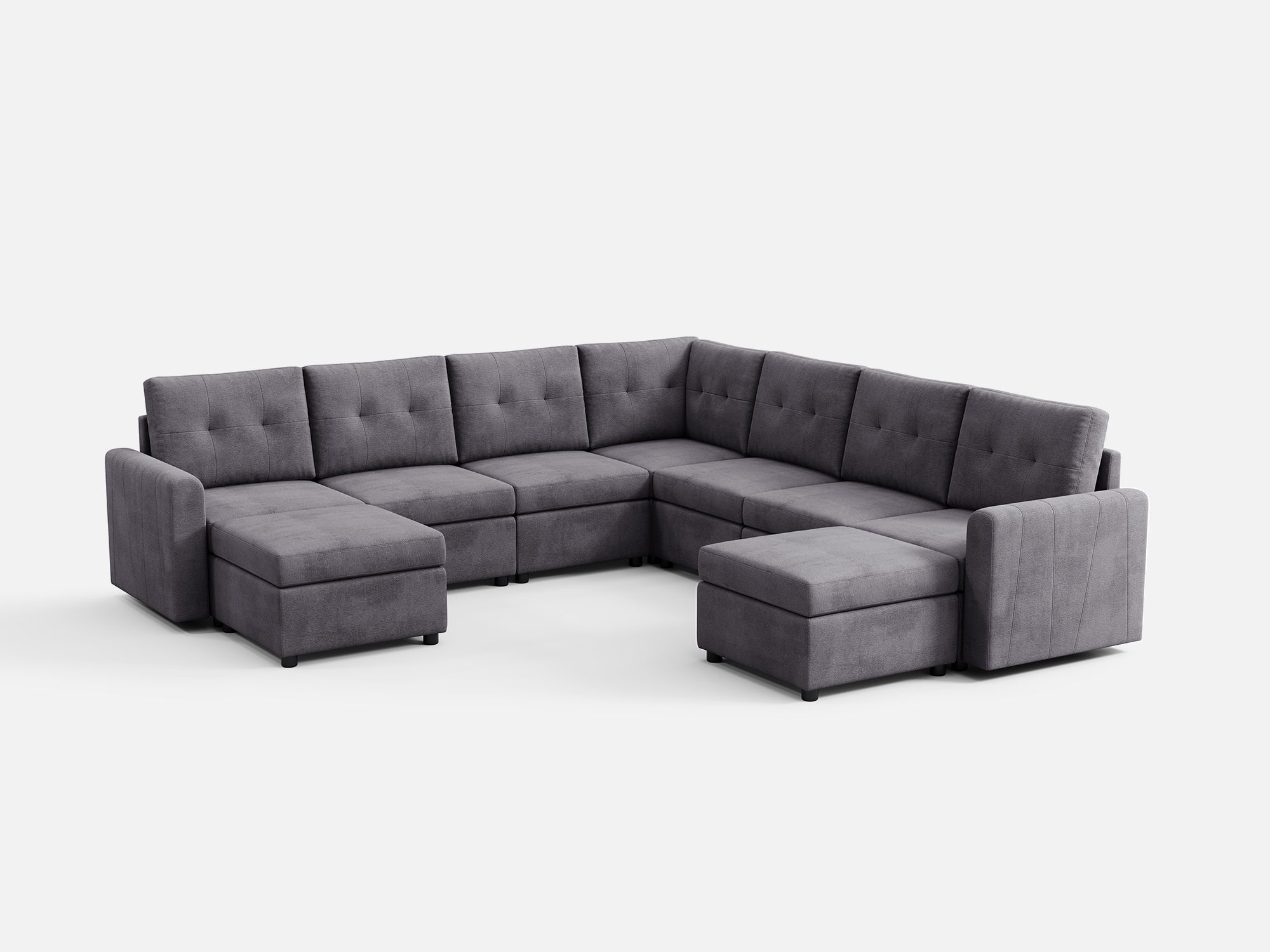RUBIK III 6 Seats with Corner & 2 Ottomans - LINSY HOME