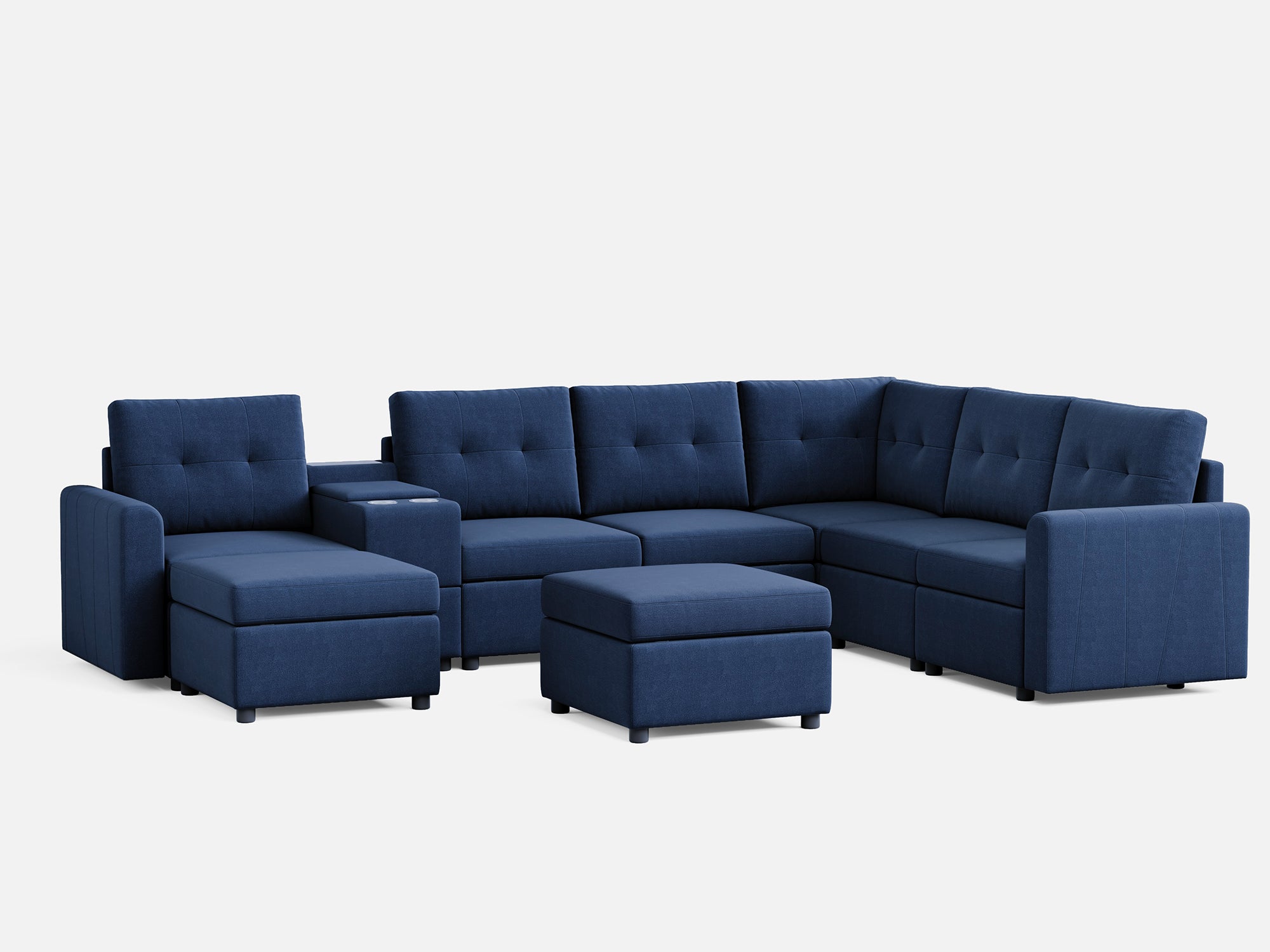 RUBIK III 5 Seats with 2 Ottomans & Corner & Console - LINSY HOME