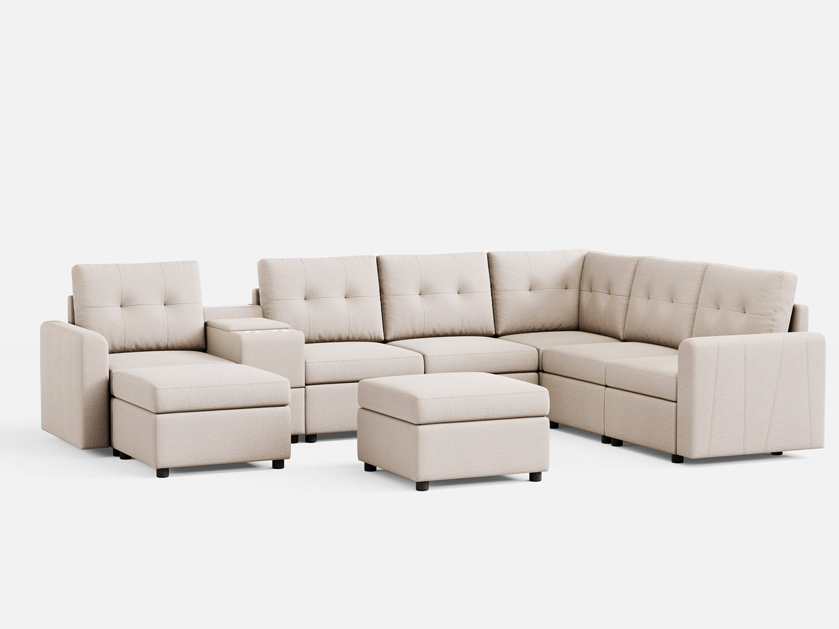 RUBIK III 5 Seats with 2 Ottomans & Corner & Console - LINSY HOME